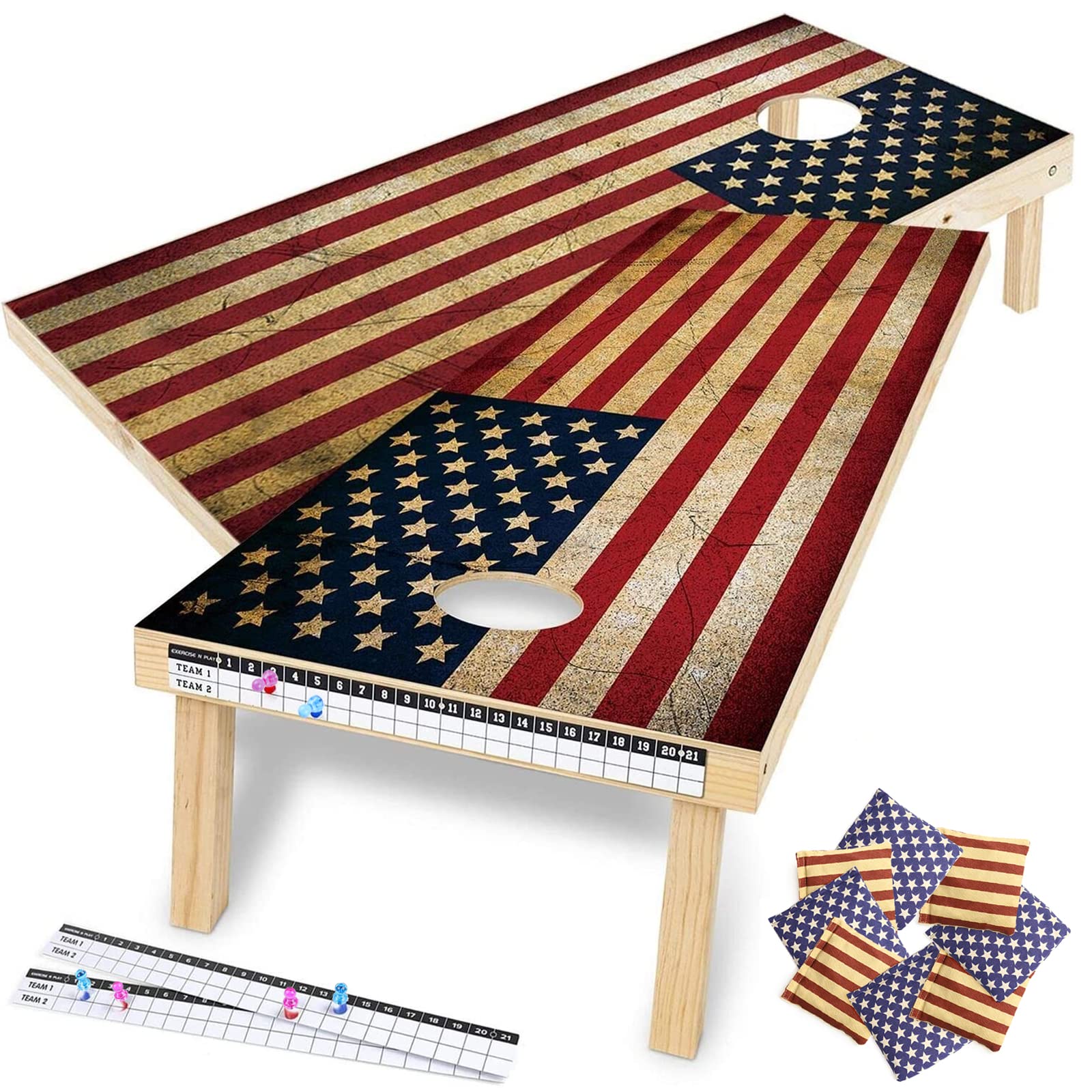 Classic Cornhole Set, Cornhole Toss Game Set,Corn Holes Outdoor Game Set,2x4 Ft Regulation Size Wood