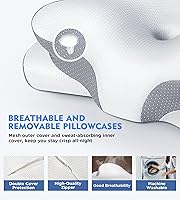 Vista 6 de Osteo Almohada cervical para aliviar el dolor de cuello, diseño hueco, almohadas de espuma viscoelástica sin olor con funda de enfriamiento