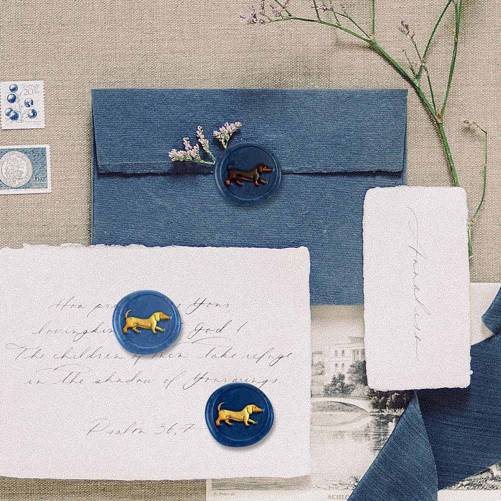 DELORIGIN Dachshund Wax Seal Stamp 1" Dog Vintage Sealing Stamps Removable Brass Head Seal Stamp with Wooden Handle for Envelope Greeting Card Wedding Invitations Wine Package Gift Wrapping - Image 3
