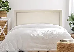 Cabeceira Casal Reta Luxo 140x60 Suede Off White - Tachas Prata