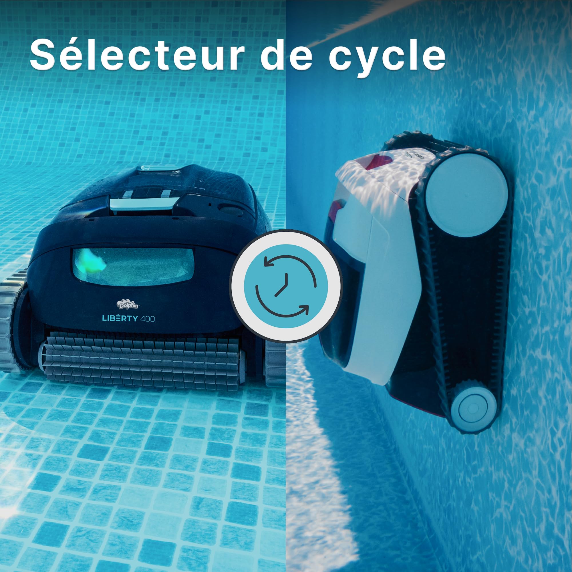 Dolphin Liberty 400 Aspirateur Piscine sans Fil, Autonomie de 180 Min, Nettoyage des Parois et de la Ligne d'eau, Navigation Intelligente et Contrôle App, pour Piscines Enterrées Jusqu’à 10m