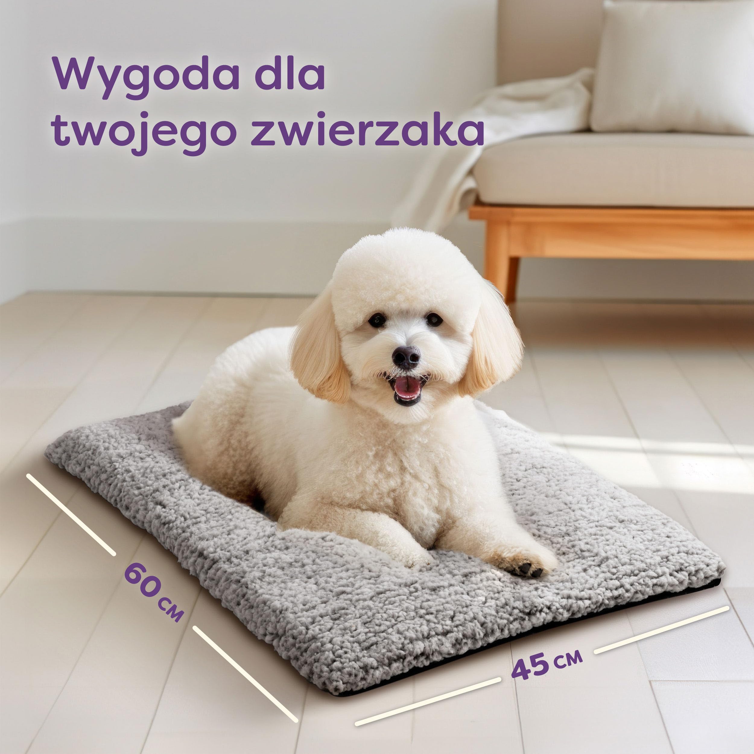 Samonagrzewający się Koc dla Kotów i psów 60x45cm - Miękki i przytulny koc dla kota - Pokrowiec nadający się do prania - Z antypoślizgowym spodem (szary)