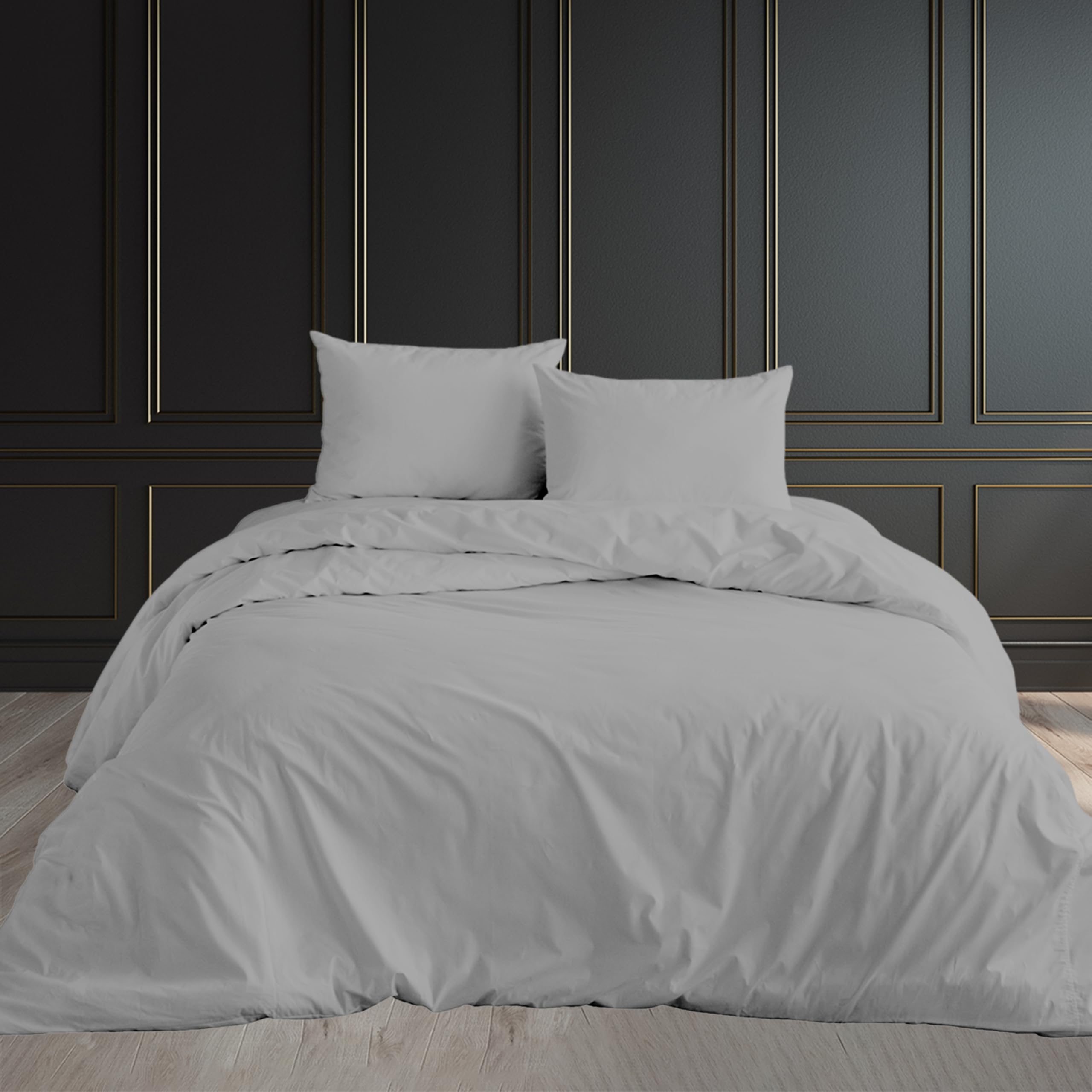 Rohi Silver Super King Duvet Cover Set – Soft & Breathable Microfibre Duvet Cover With 2X Pillowcases - Anti Allergy Bedding Set – Button Closure Design - (Super King 260X220cm – )