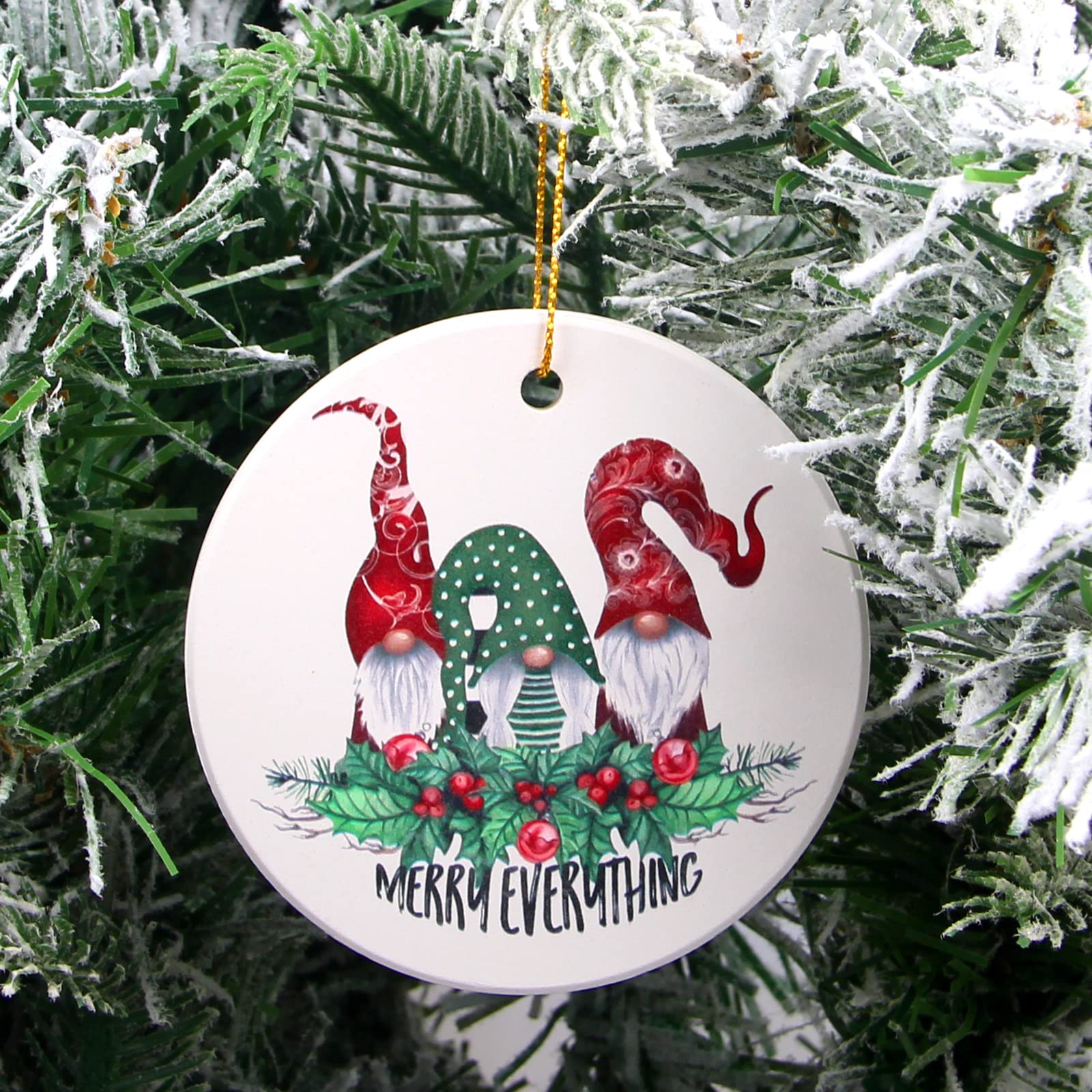 Décorations De Noël En Céramique – Lot De Petits Nains, 8,9 Cm, à Suspendre, Impression Recto Verso