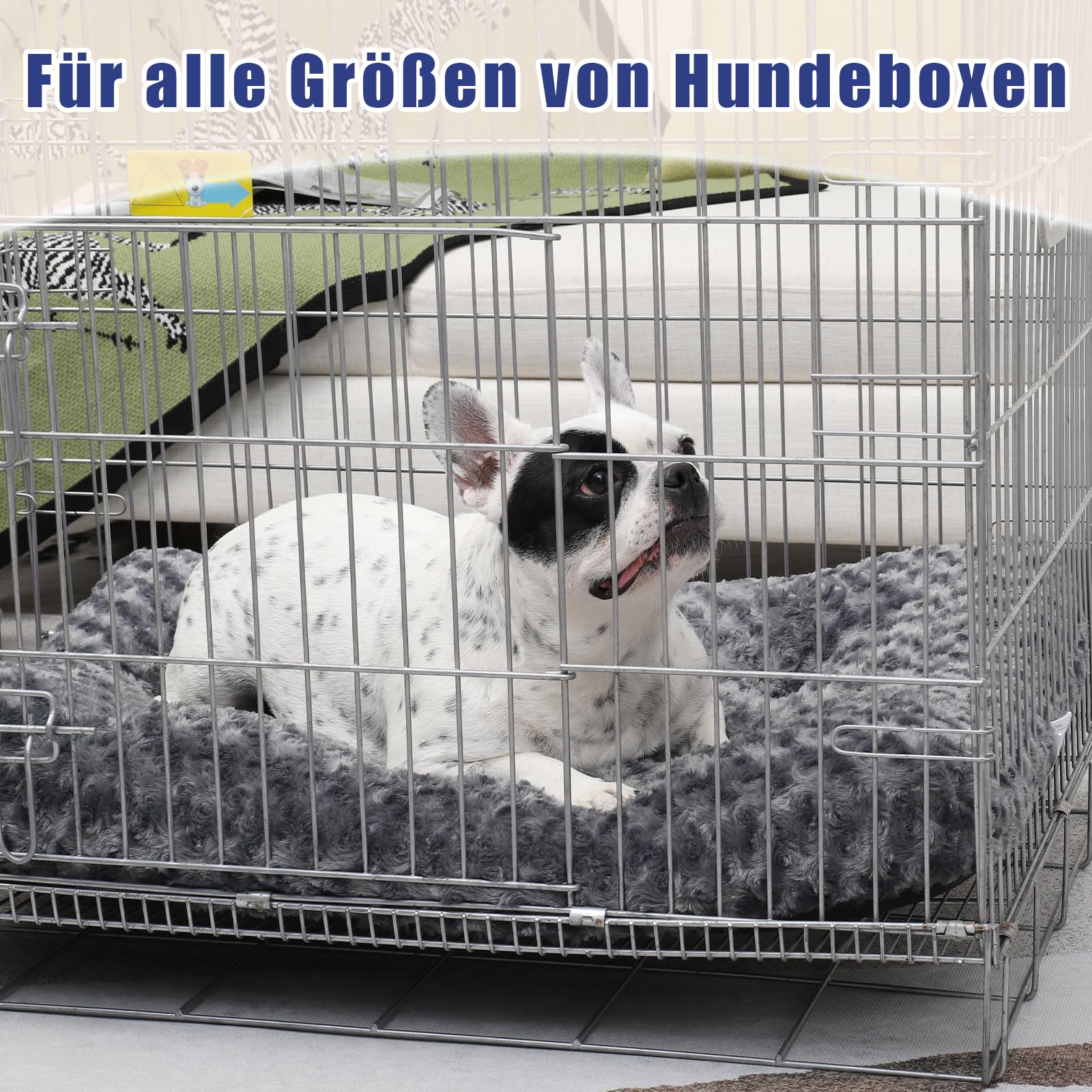 KSIIA Hundebett Grosse Hunde, Waschbar Hundekissen flauschig, Hundematte für große, mittelgroße Hunde, rutschfeste Unterseite, atmungsaktiv, Haustierbett Hundematratze Dunkelgrau 90x60cm
