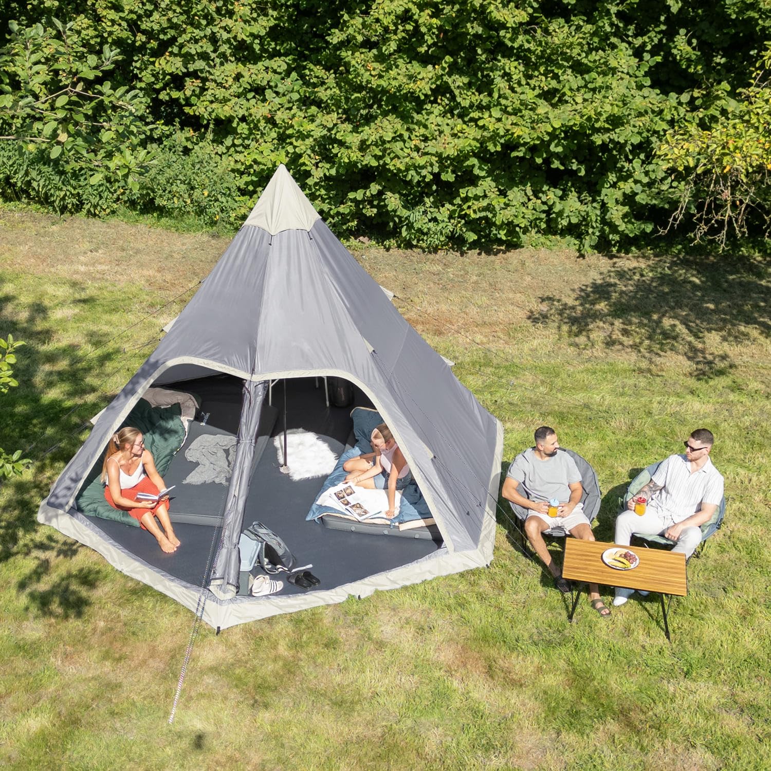 Skandika Tenda da campeggio indiana Tipi Hetta | per 4-6 persone, altezza 2-3 m, pavimento cucito, colonna d'acqua 3000 mm, UV 50+