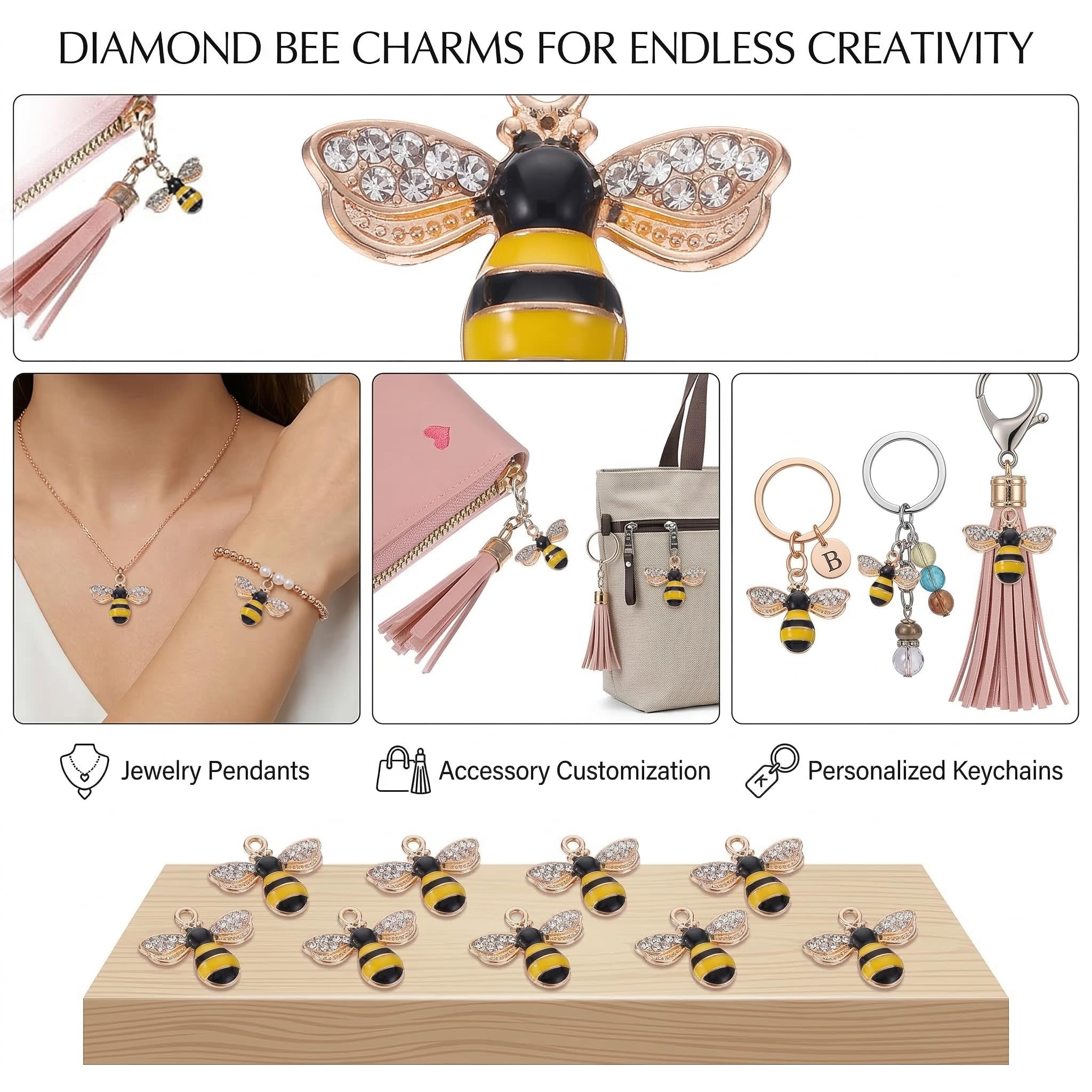 24pz Ciondoli Ape Smaltati Dorati in Lega di Zinco 2.1x1.8cm per Creazione Gioielli Fai-da-Te Collane Bracciali Orecchini Accessori Carini