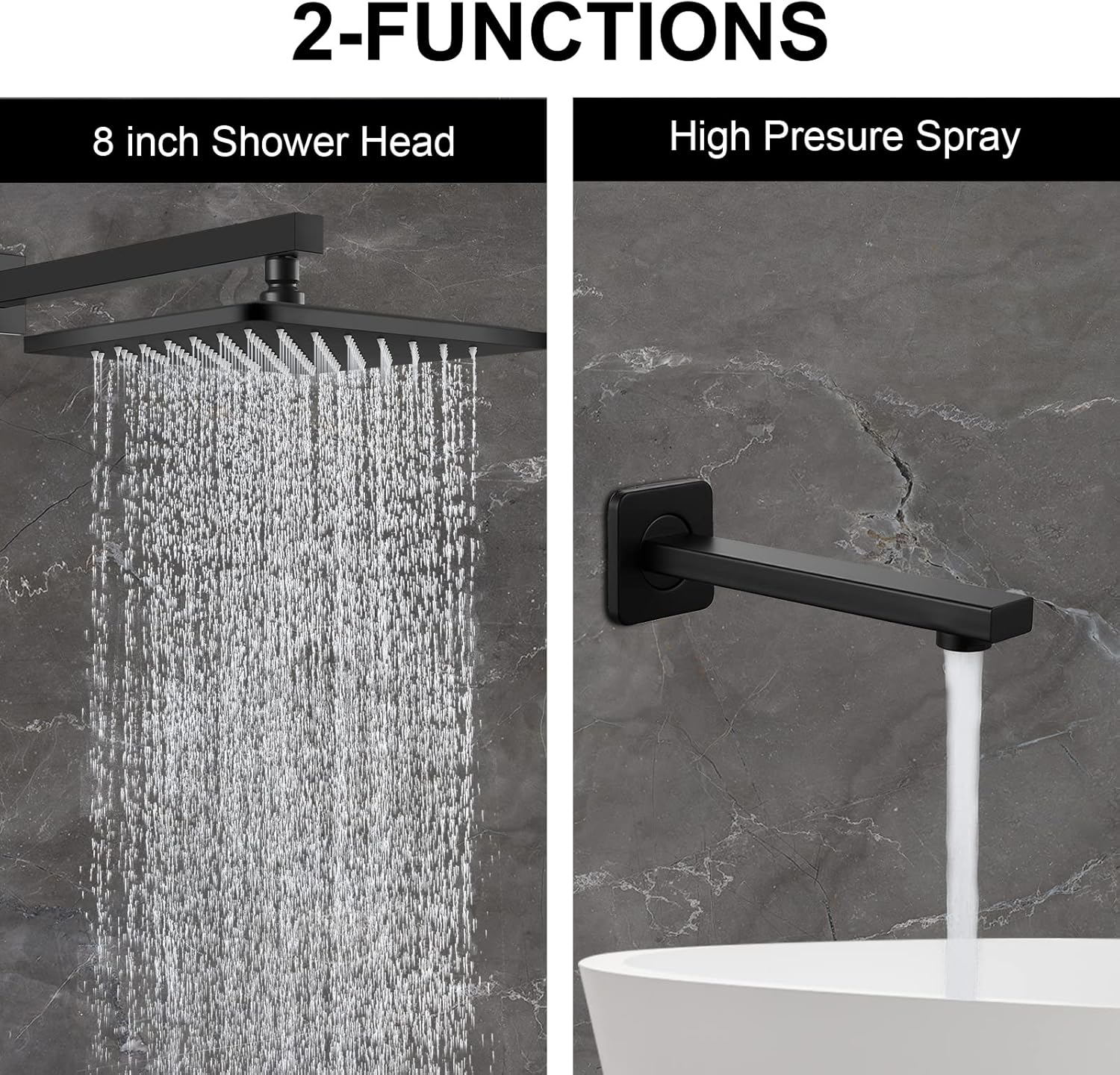One-Day Sale: Up to 60% Off Shower Faucet Set Brushed Nickel 8 Inch Square Showerhead Bathroom Rainfall Shower System Wall Mount SUS304 Stainless Steel Single Function Shower Trim Kit with Rough-in Valve 1 Handle