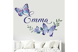 Custom Name Butterfly Wall Decal: Girly Room Wall Decor
