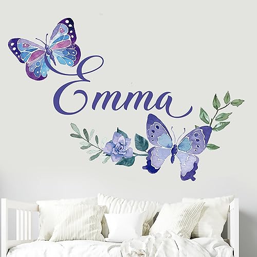 PrintsbyDM WM531. Calcomanía de pared con nombre personalizado, decoración de pared de habitación de niñas, calcomanía extraíble para pared de