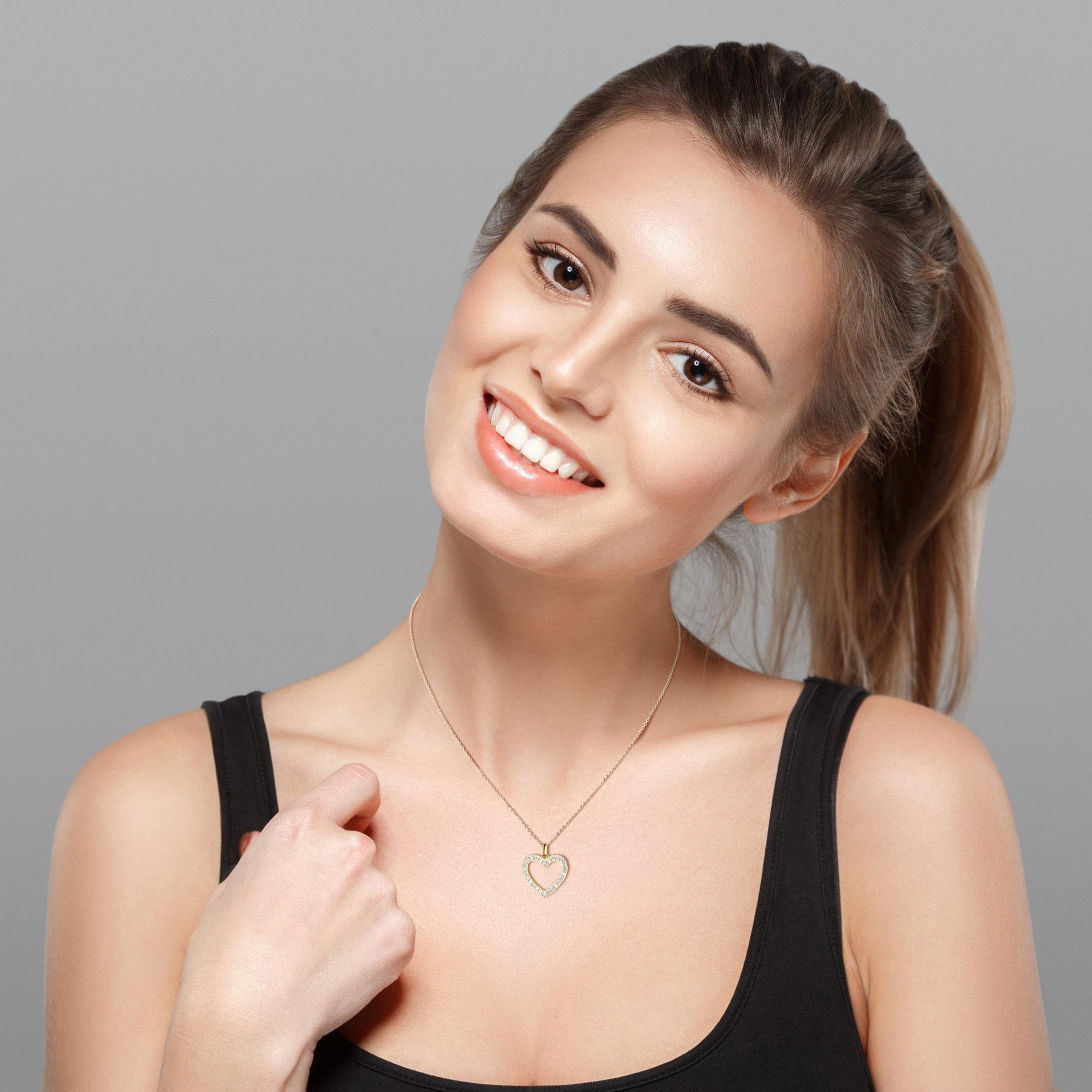 GAVU Collar Mujer con Colgante Corazón de Plata Mujer Collar Corazón Plata/Oro/Oro Rosa