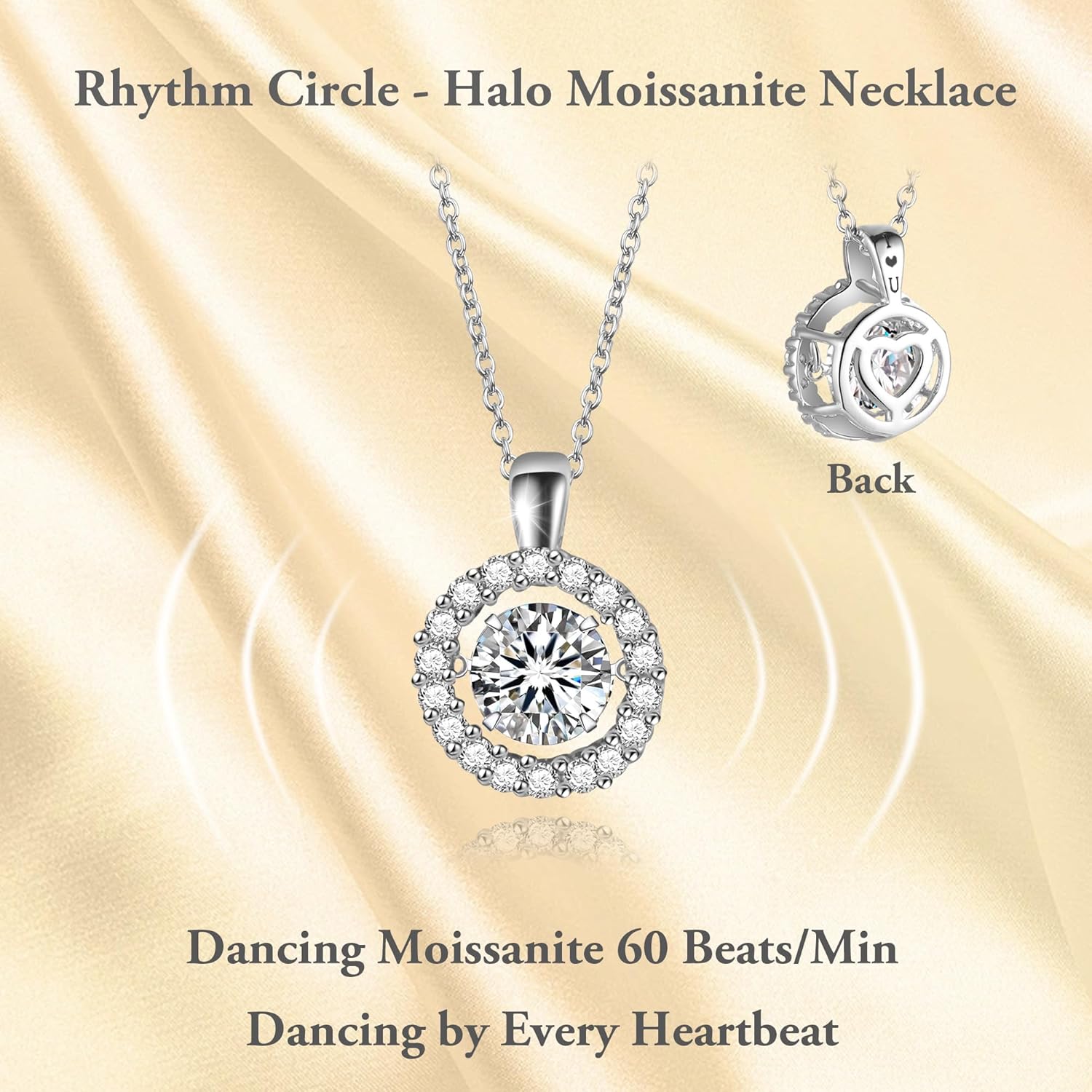 Moissanite Necklace for Wife Valentine Gifts, Sterling Silver You Are My Sunshine Sunflower Heart Necklaces for Women, Dancing Halo Pendant Moissanite Jewelry for Anniversary Sunflower Gifts - Image 6