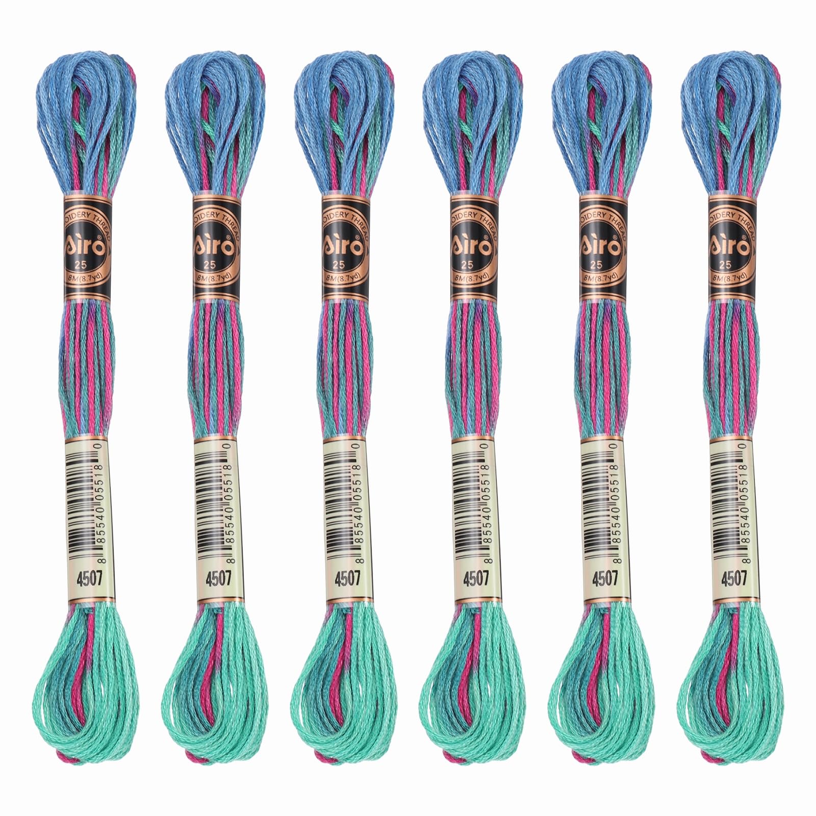 PATIKIL 6 Skeins Embroidery Floss, Polyester Embroidery Threads Bracelets String for Cross-Stitch Hand Embroidery, Green Blue