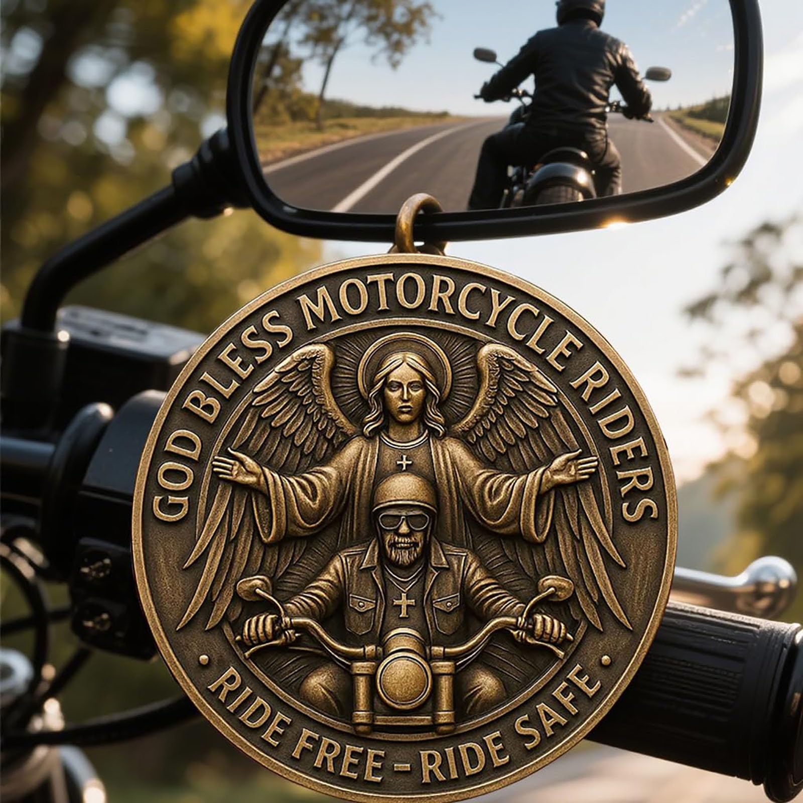 Moneda de bendición para motociclistas, Moneda conmemorativa God Bless Motorcycle Riders Guardian Angel, regalo de recuerdo paseo libre seguro para ciclistas y ciclistas