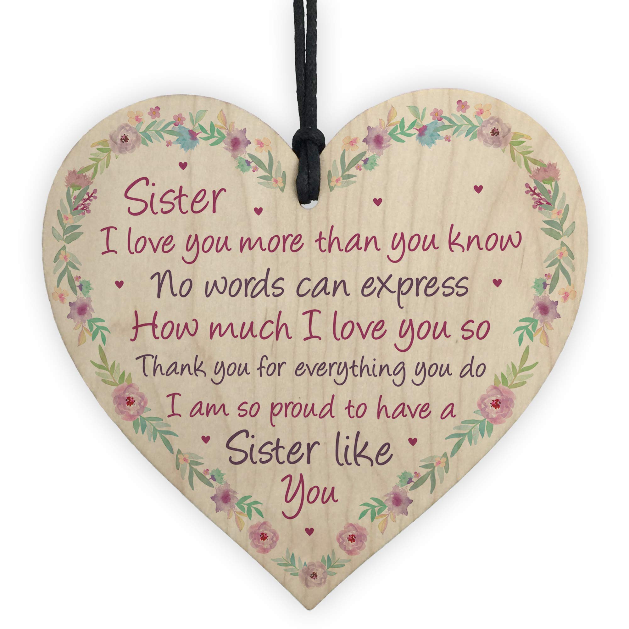 Red Ocean Sister Gifts Best Friend Birthday Wooden Heart Gifts For Her Thank You