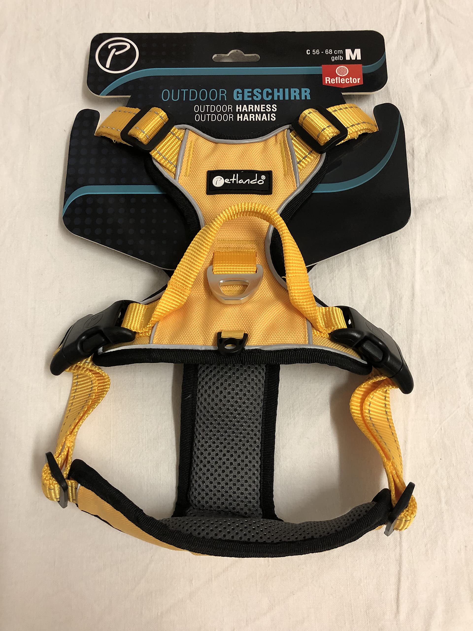 Petlando Mesh-Outdoor Geschirr gelb mit Reflektorstreifen M  