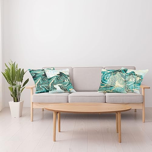 Miniatura 4 de Ambesonne Paquete de 4 fundas de cojín con estampado de mármol, diseño moderno ondulante y formas abstractas, detalles extravagantes trippy, acento