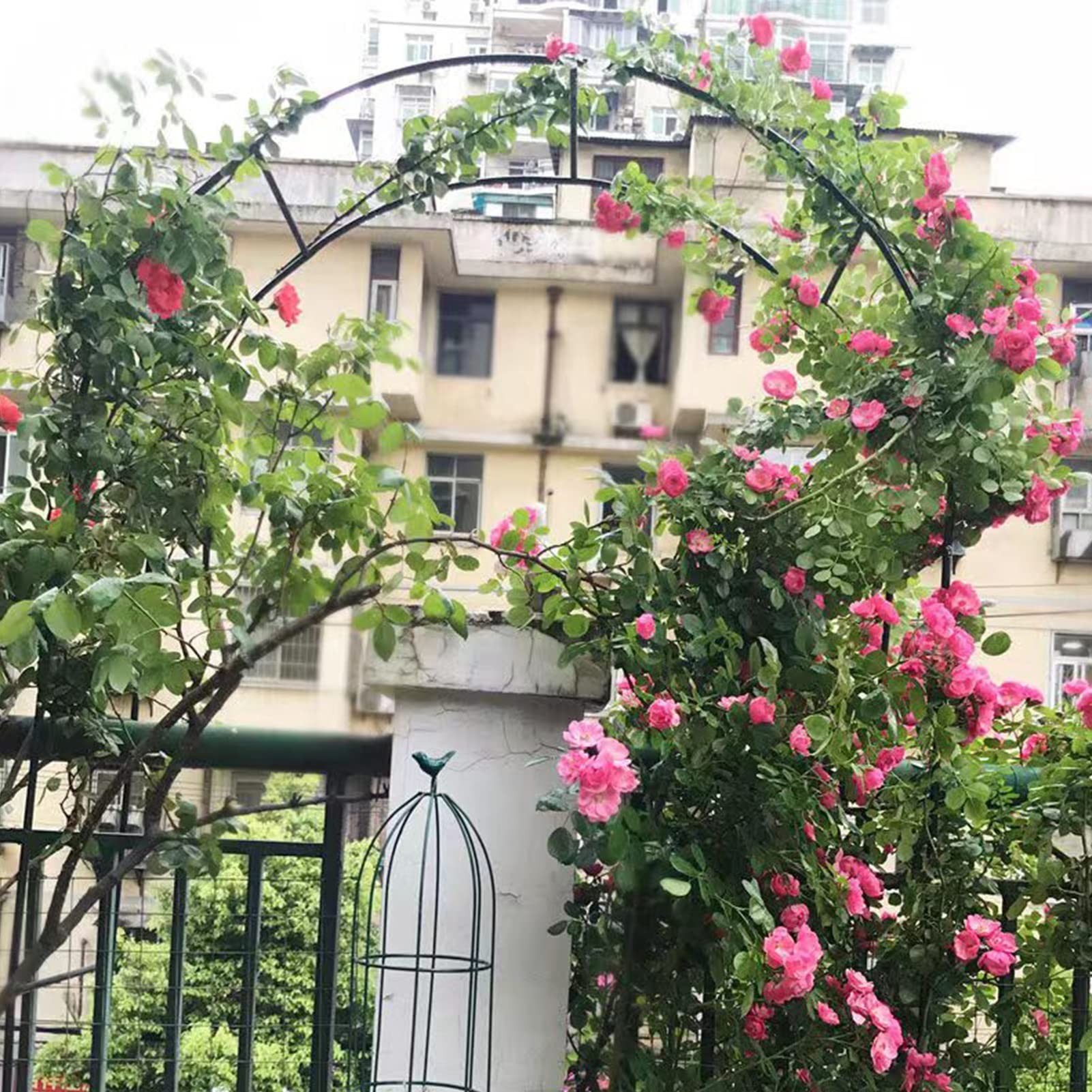 SDdPulse Arco da giardino in metallo, arco di rose staccate, sfondo per matrimoni, arco decorativo a palloncino, per varie piante rampicanti, cortile, patio, prato, riutilizzabile (bianco, 240 x 220 x