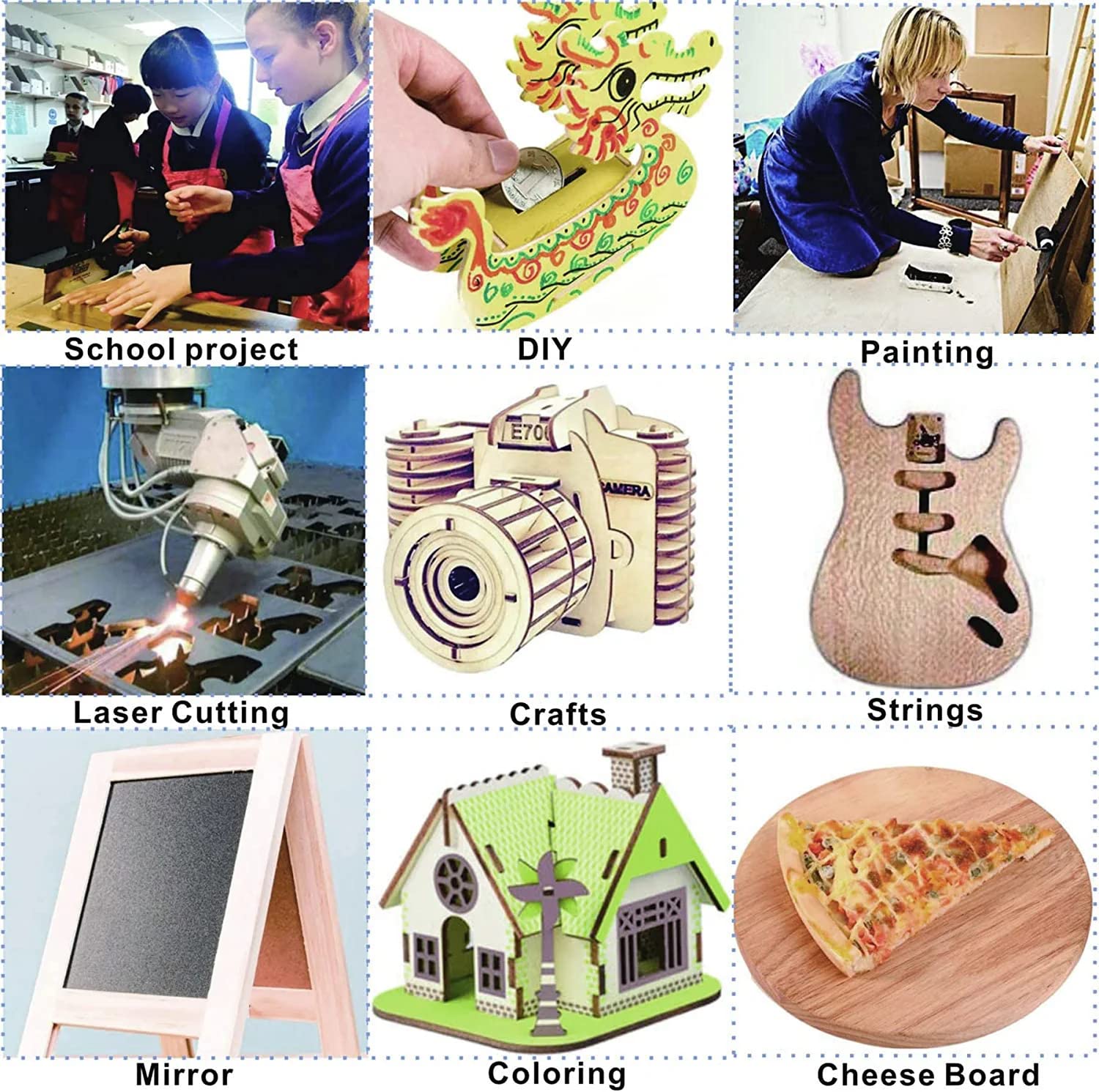 PD Craftozone Square Premium MDF Pine Wood 8 inch MDF Boards for Art and Craft - 2.6mm Unfinished Square Wood Slices for Resin Art, Mandala Art,Pyrography, Painting (8 inch x 8 inch, 10) 4