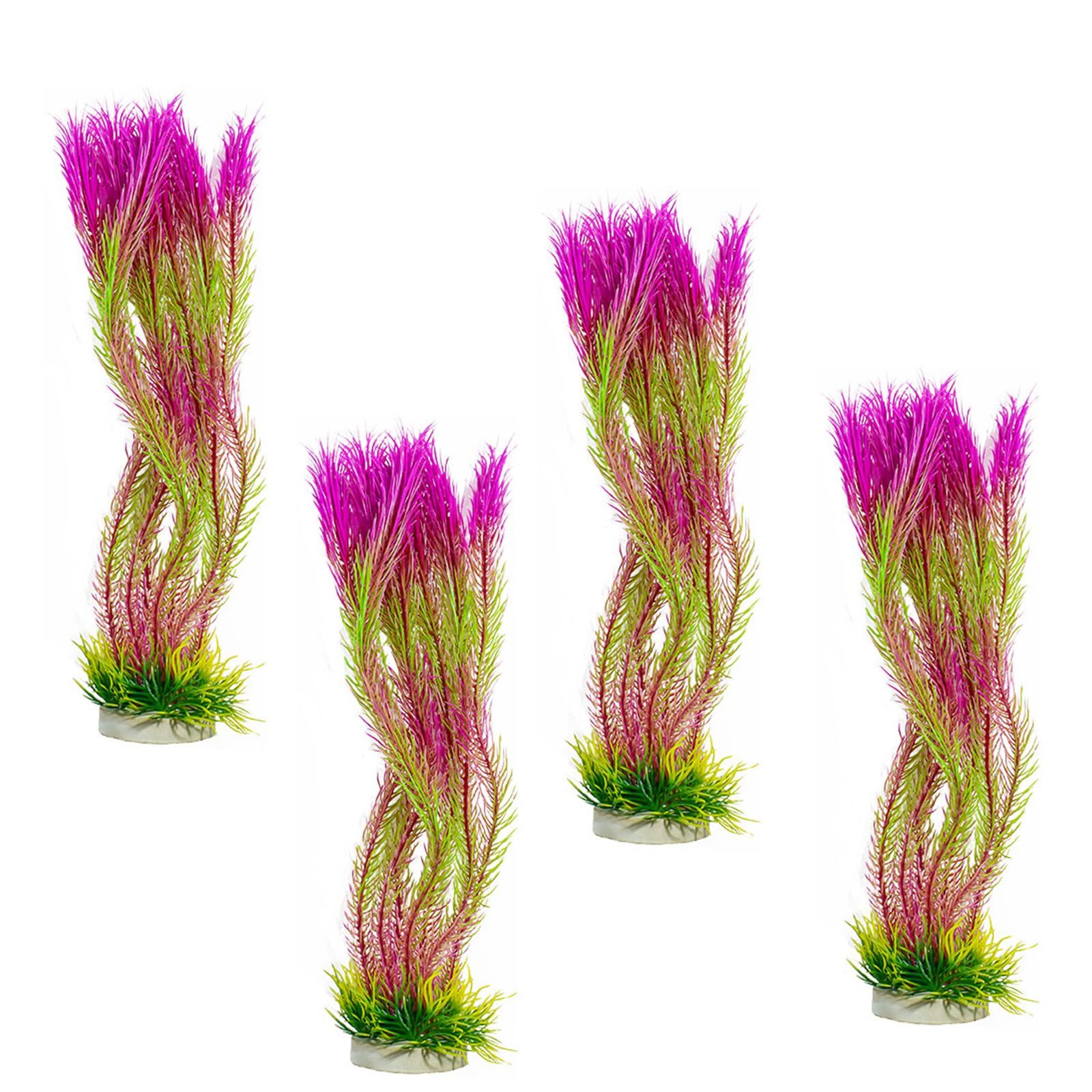 Msioytog Realistic Artificial Green Plant Set of 4 with Base for Fishtanks Home Aquariums Underwater Landscape Accessories Fishtanks Accessories