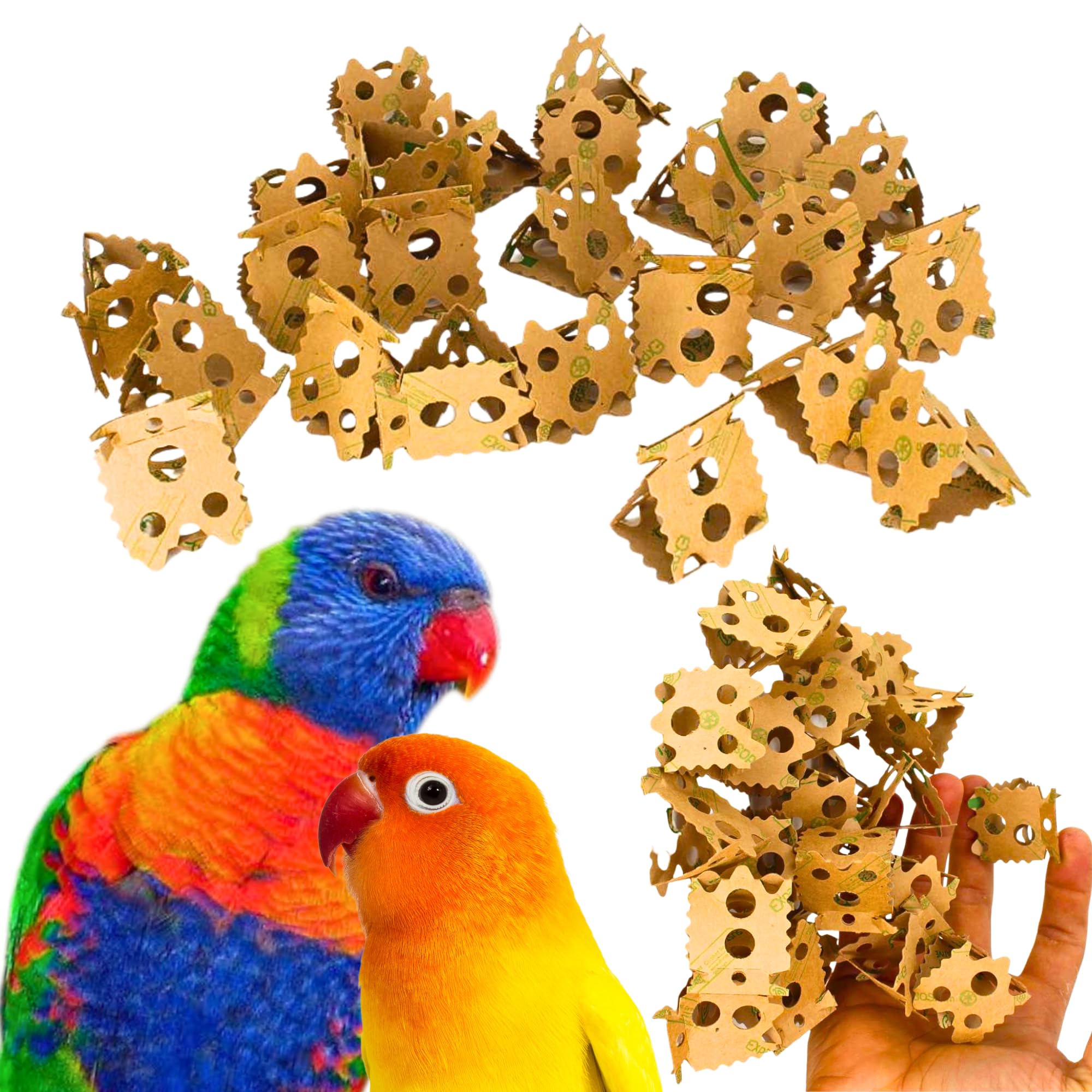 Bonka Bird Toys 1222 24pk Foraging Card Crumbles 1.5" Paperboard Shreddable Pieces for Extra Small to Large Birds Enrichment and Foraging Cage Toy Conure Amazon Ringneck and Similar