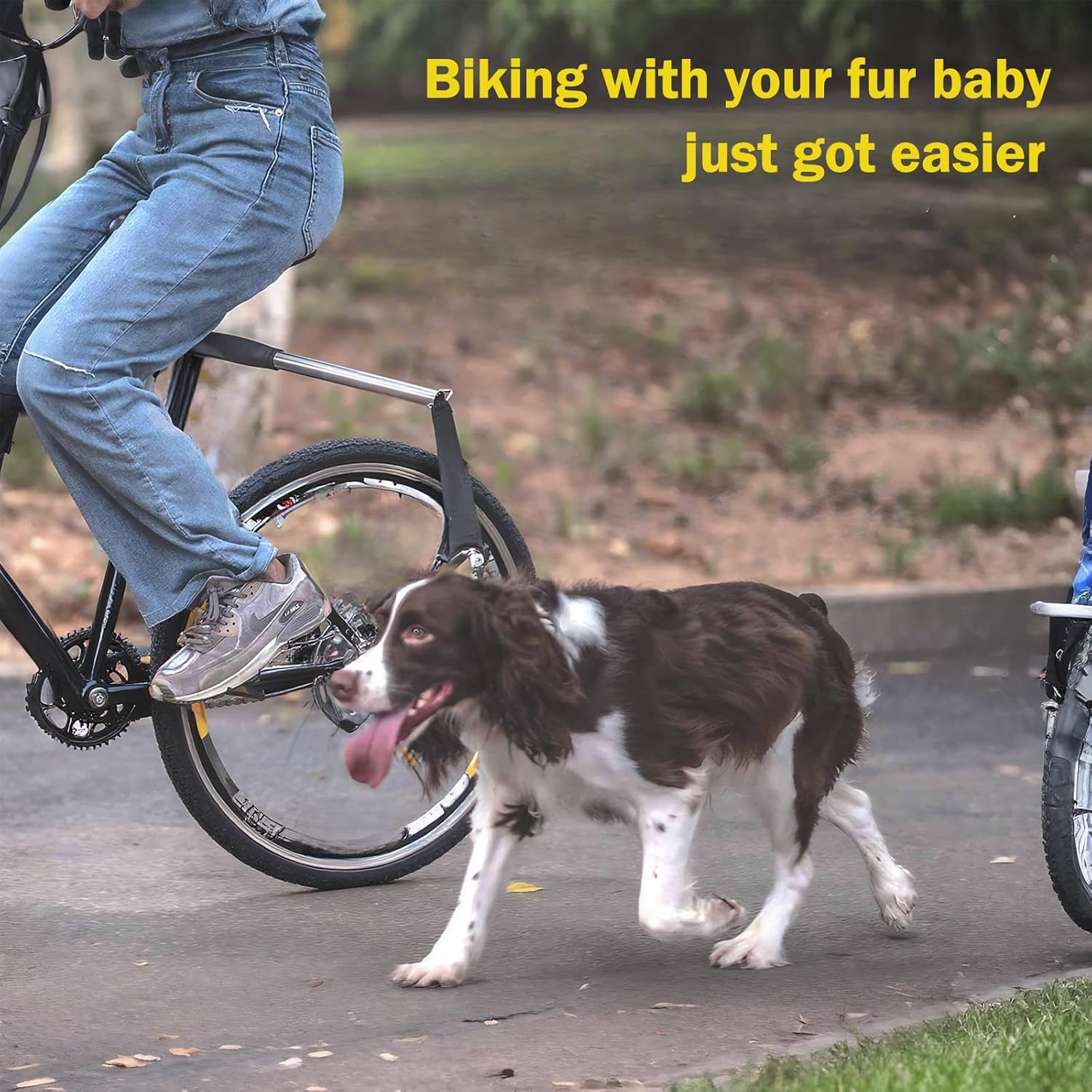 Dog Bike Leash 180° Rotating - Dogs Bike Attachment Bicycle Pet Leash Hands Free Thickened Steel Wire Rope Easy to Installation and Removal Fit for Medium Large Dog