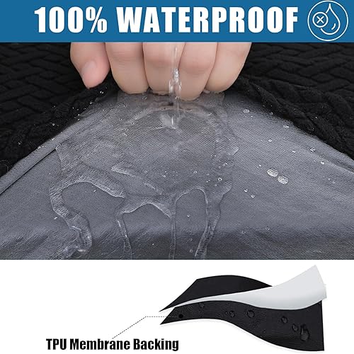 Miniatura 2 de Smiry Fundas de cojín impermeables para sofá, fundas de cojín elásticas de jacquard grueso, funda de asiento lavable, protector elástico de muebles