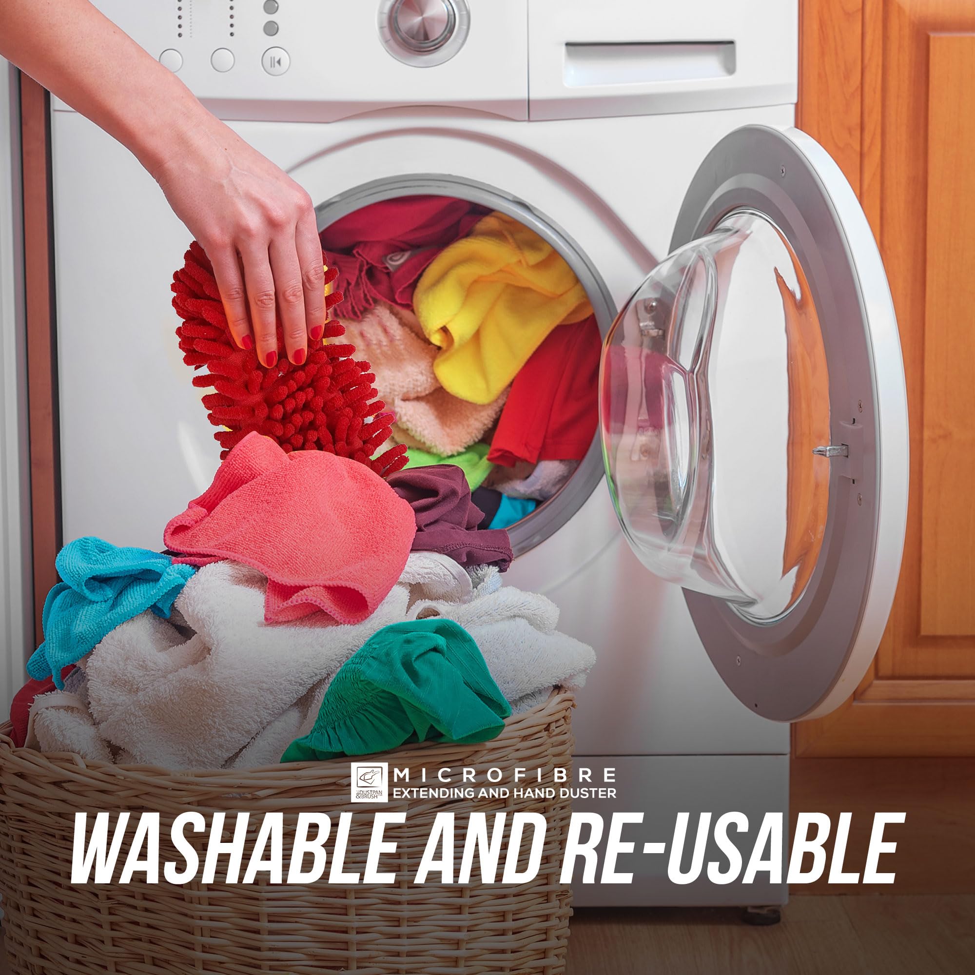 Piumino Spolverino In Microfibra Con Manico In Bambù - Mocio Per Polvere Lavabile - Foto 12