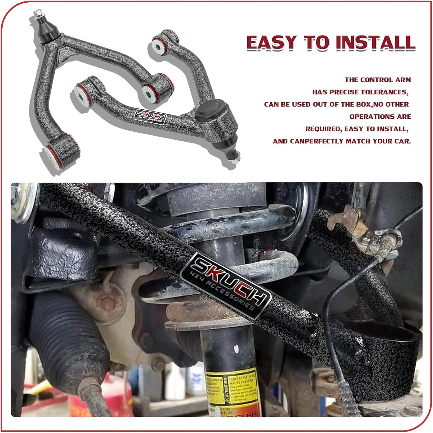 Front Upper Control Arms for 1988-1999 Chevy K1500& GMC K1500, 1992-1999 Yukon & K1500 Suburban,1988-1991 V1500 Suburban，1995-1999 Tahoe,2-4" Lift Adjustable Control Arms with Ball Joint (2PCS)