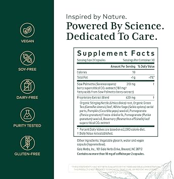 Gaia Herbs Pro Prostate Formula - Supplement Supports Prostate Health* - Antioxidant Support with Green Tea White Sage Pomegranate & Stinging Nettle Root - 60 Liquid Phyto-Caps (30 Servings)