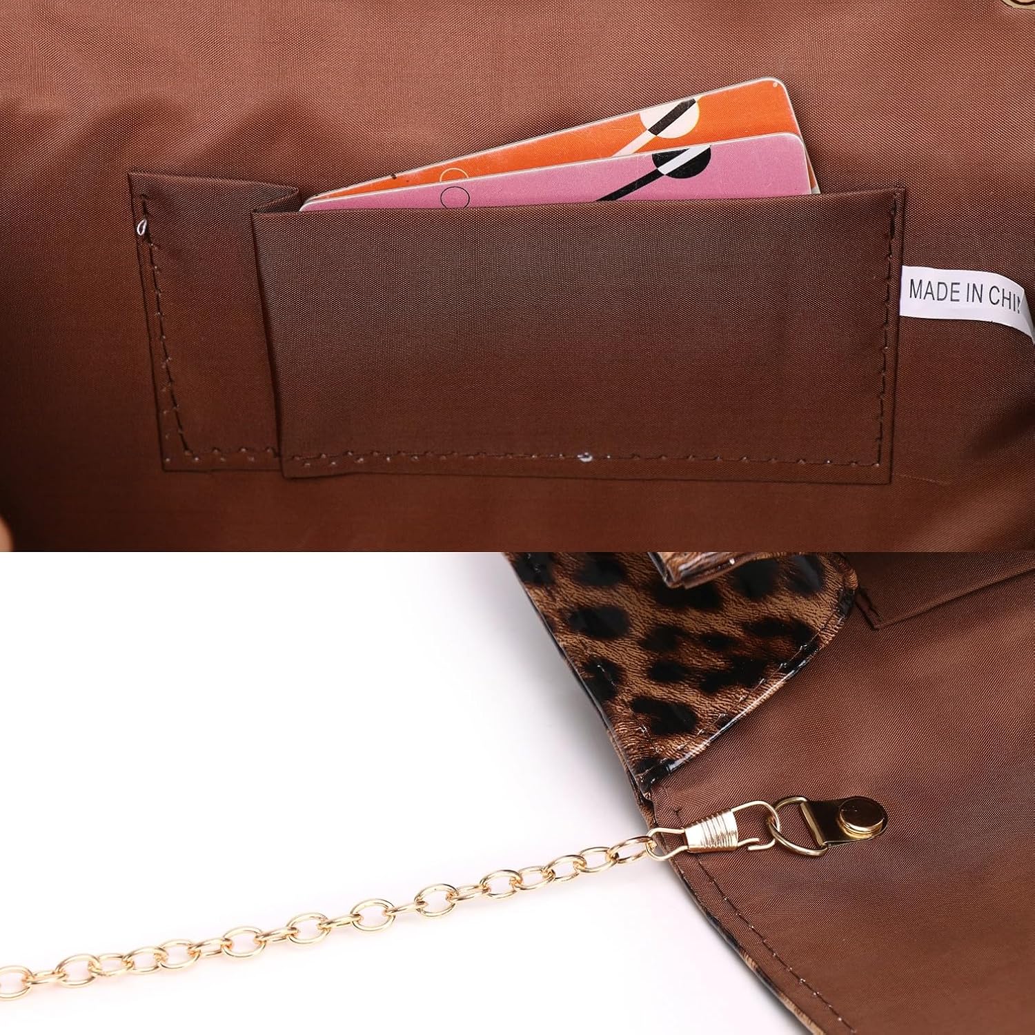 Patent Leather Envelope Clutch for Women Stylish Evening Handbag with Detachable Chain, Perfect for Wedding, Party & Prom - Image 5