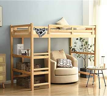 Amazon|ロフトベッド シングル パイプベッド 天然木 収納 コンセント