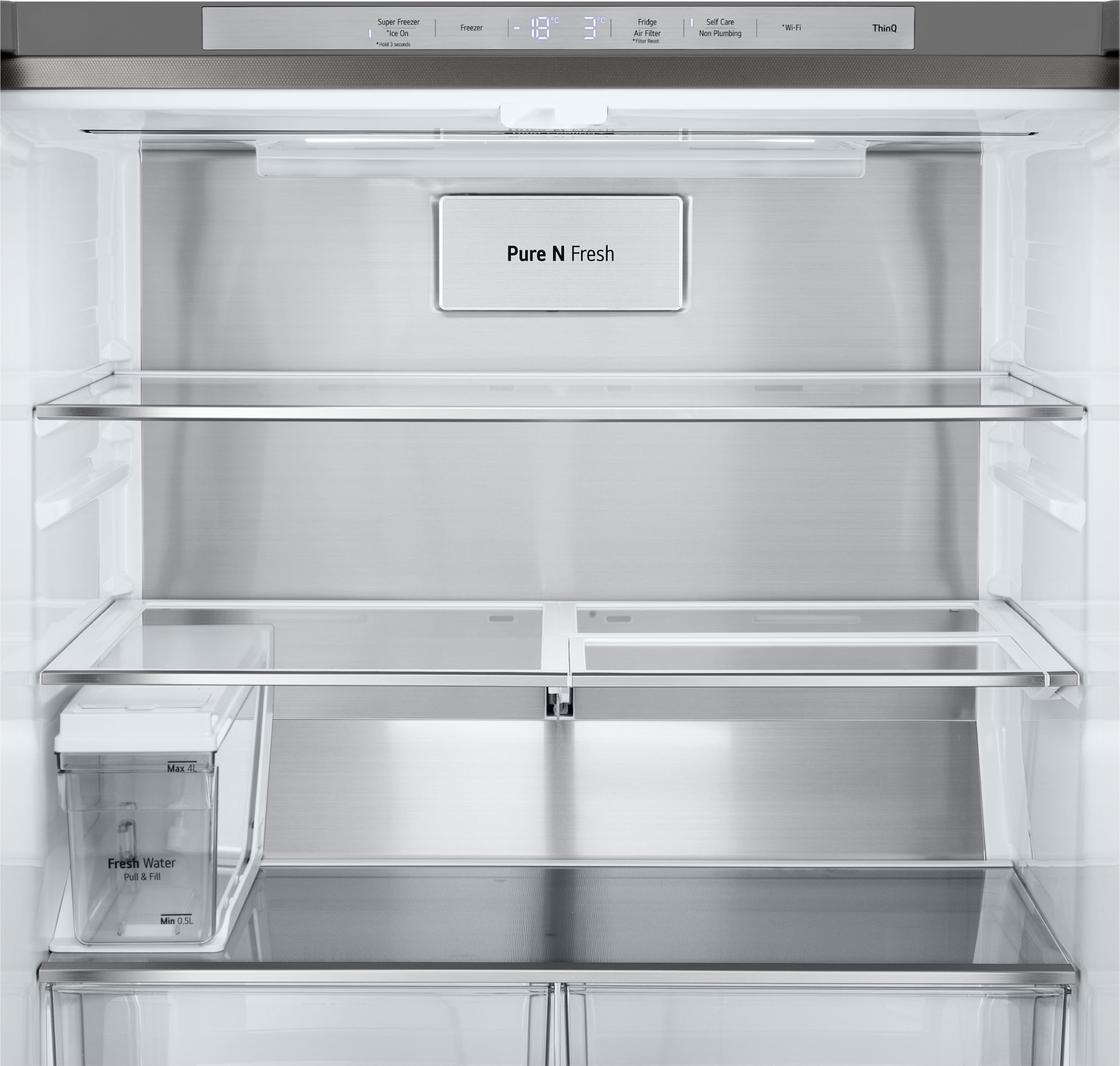 LG GMG861MBAE SLIM Multi-Door Kühlschrank mit Gefrierfach (508 L, Energieklasse E) mit InstaView, Eis- und Wasserspender, UVNano, Total No Frost, Silber