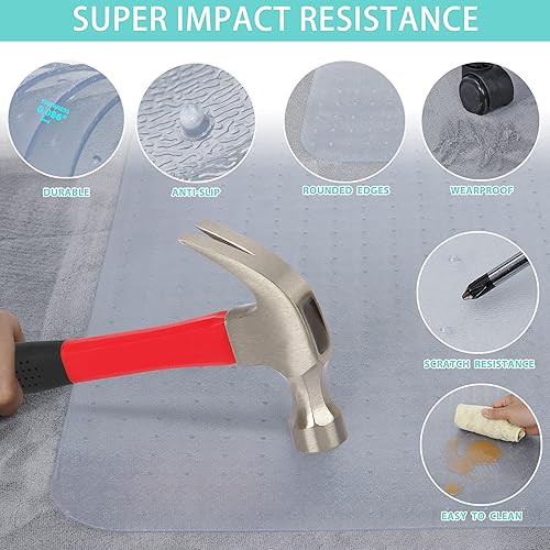 Miniatura 5 de Tapete para silla de oficina, tapete para silla de computadora, tapete para silla de escritorio, tapete para suelos alfombrados, protector de suelo