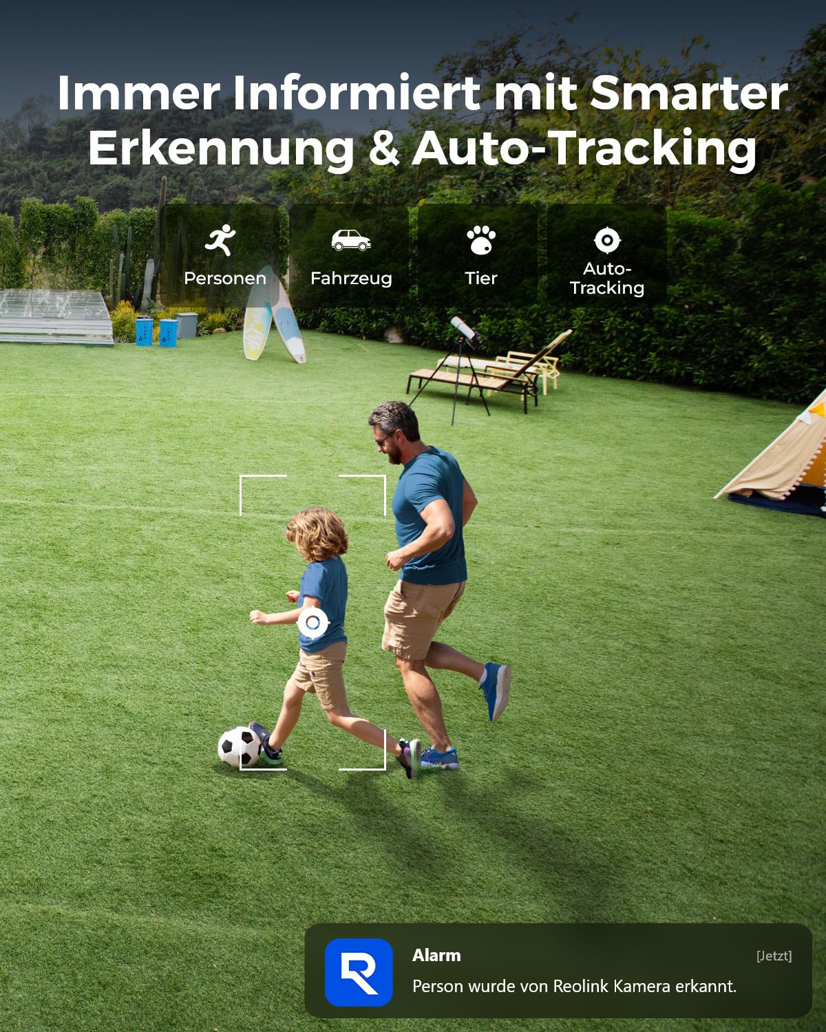 Reolink 4K Überwachungskamera Aussen, 5X Optischem Zoom, Auto-Tracking | Wi-Fi 6 Kamera Outdoor, 2,4/5GHz WLAN, 360° Ansicht, 60m Vollfarb-Nachtsicht, 2-Wege-Audio und AI-Erkennung, RLC-823S1W