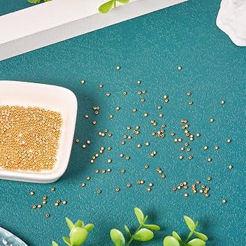 600Pcs 2mm Gold Brass Round Beads for DIY Crafts Necklace Bracelet Jewelry Making