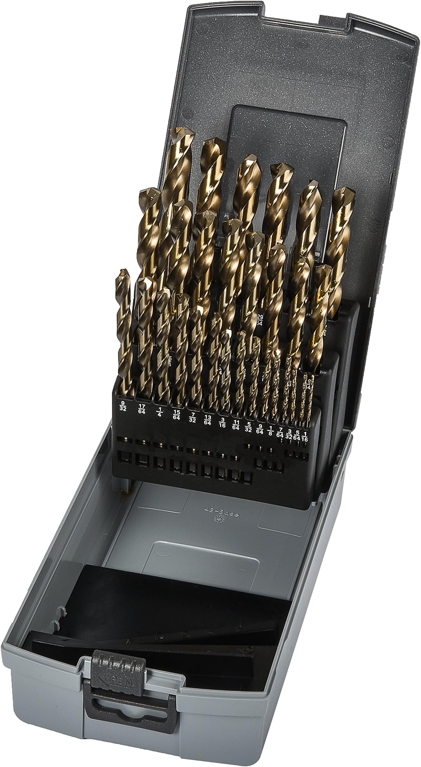 Precision Twist C29R10CO Cobalt Steel Jobber Length Drill Bit Set with Plastic Case, Bronze Oxide Finish, 135 Degree Split Point, Inch, 29 Piece, 1/16" to 1/2" x 64ths