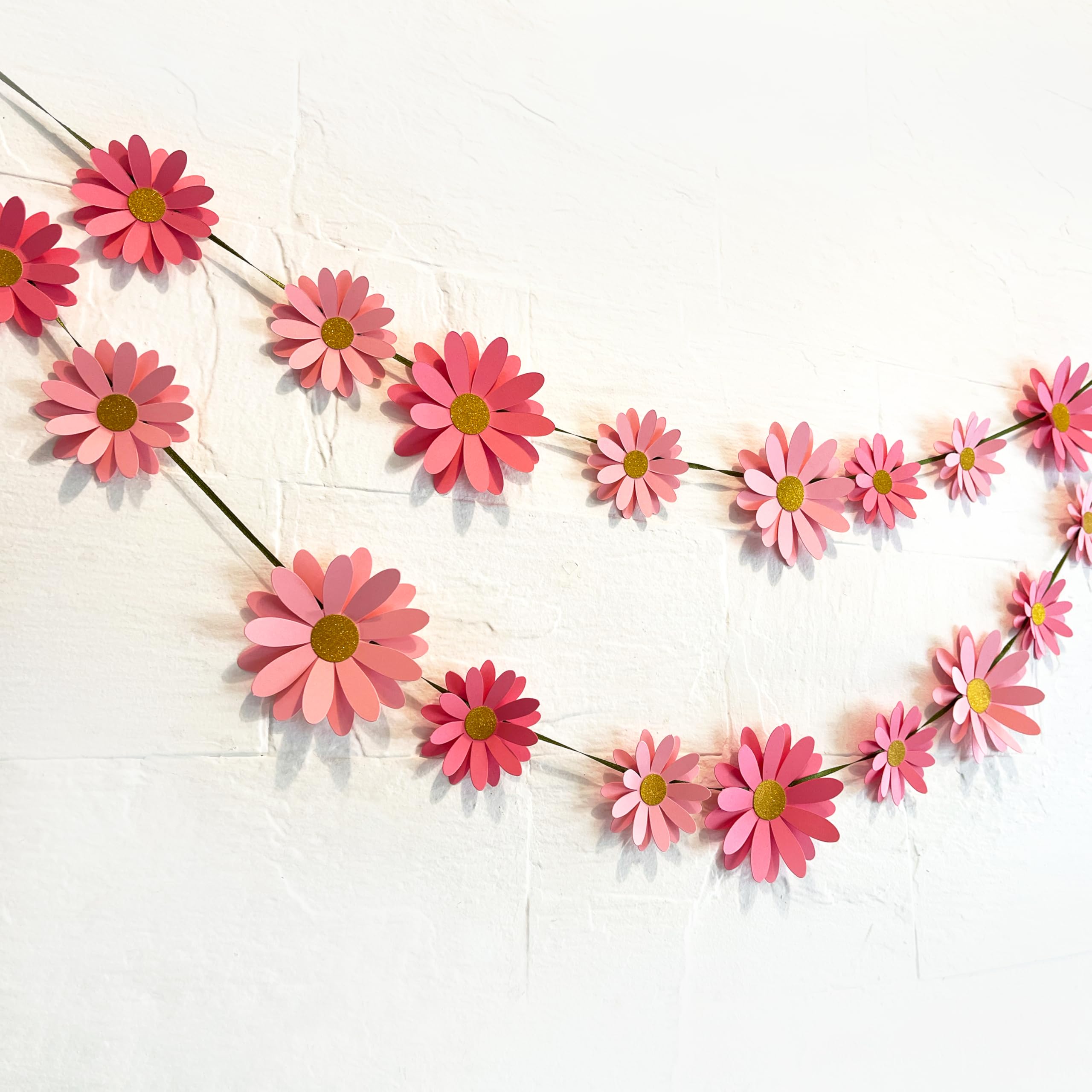 Sky Goodies Pink Daisy Flower Wall and Party Decor. This Easy Decor kit Comes with 18 Paper Flowers, Needle, 10 feet Satin Ribbon and Sticky Foam Squares.-image-15