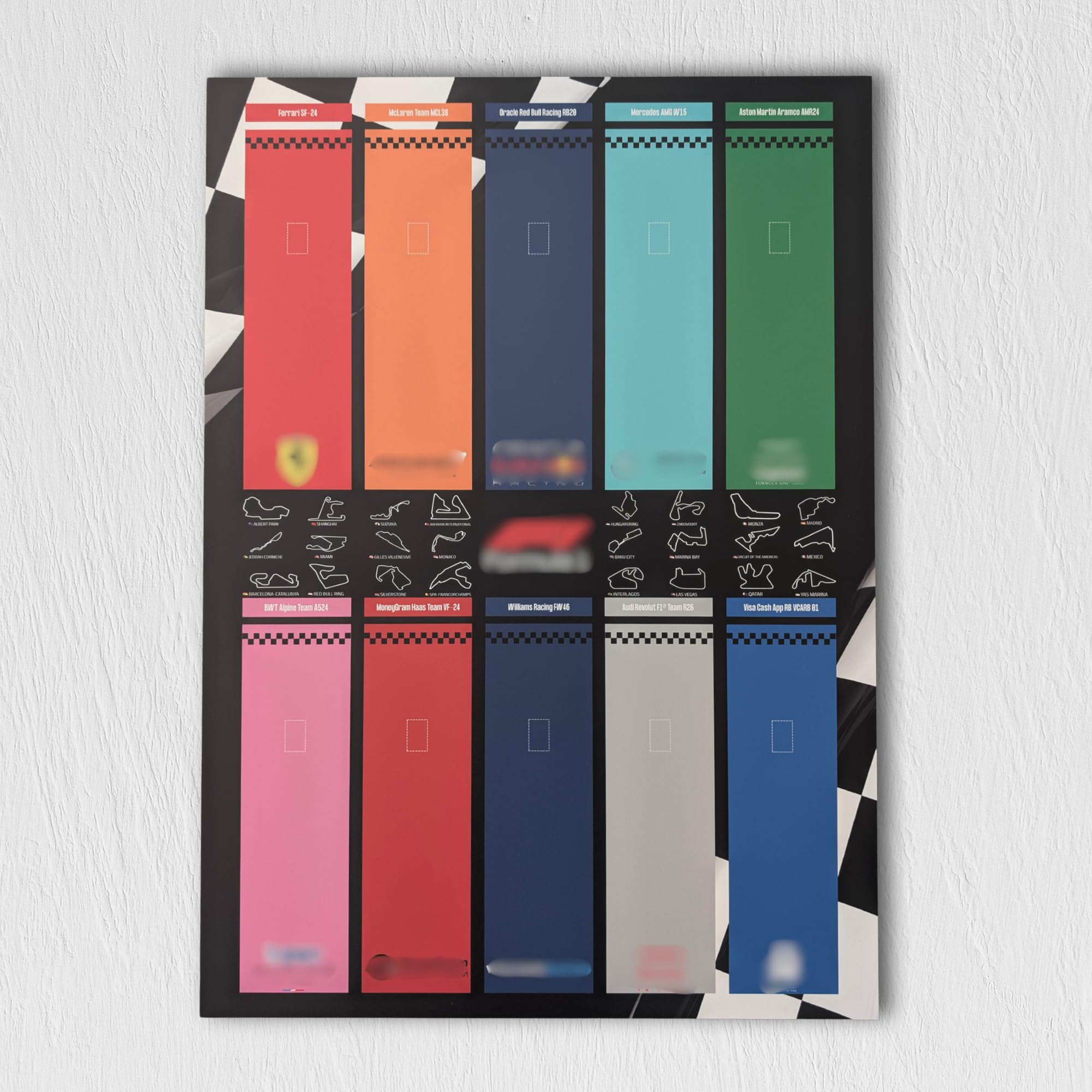 Générique Display à encadrer 50×70 cm pour collection LEGO F1 Speed Champions – Support Forex 3 mm - Décoration murale pour collectionneurs - Figurines non incluses