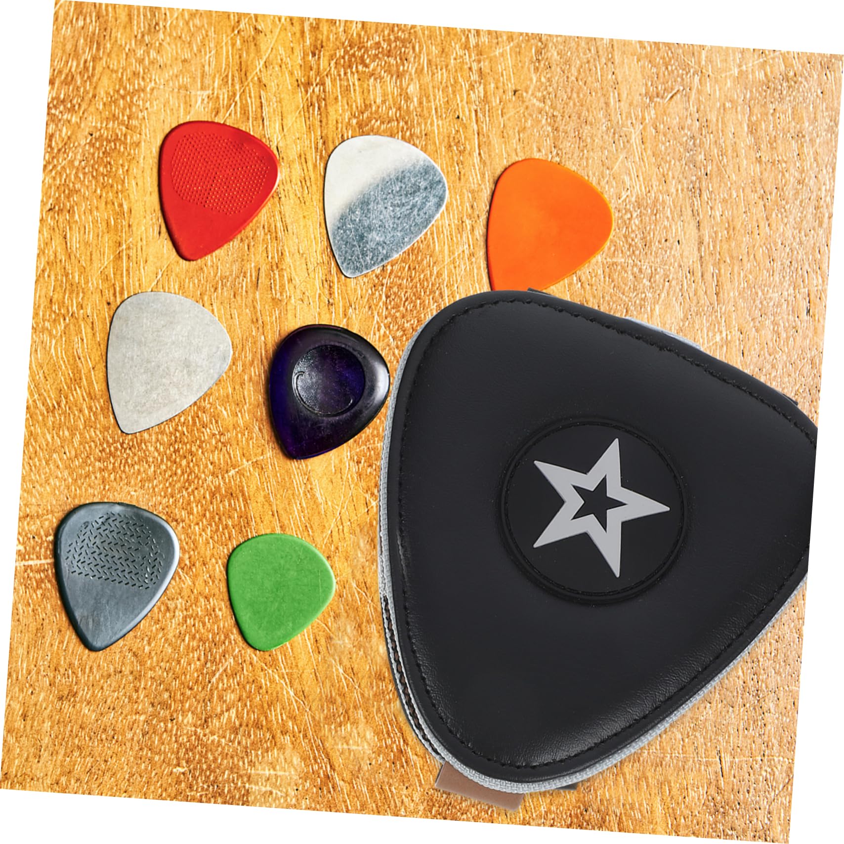HEMOTON Borsa Porta Plettri in Pelle per Chitarra 2 Pezzi Custodia per Plettri Custodia Leggera per Accessori Cordino per Musicisti