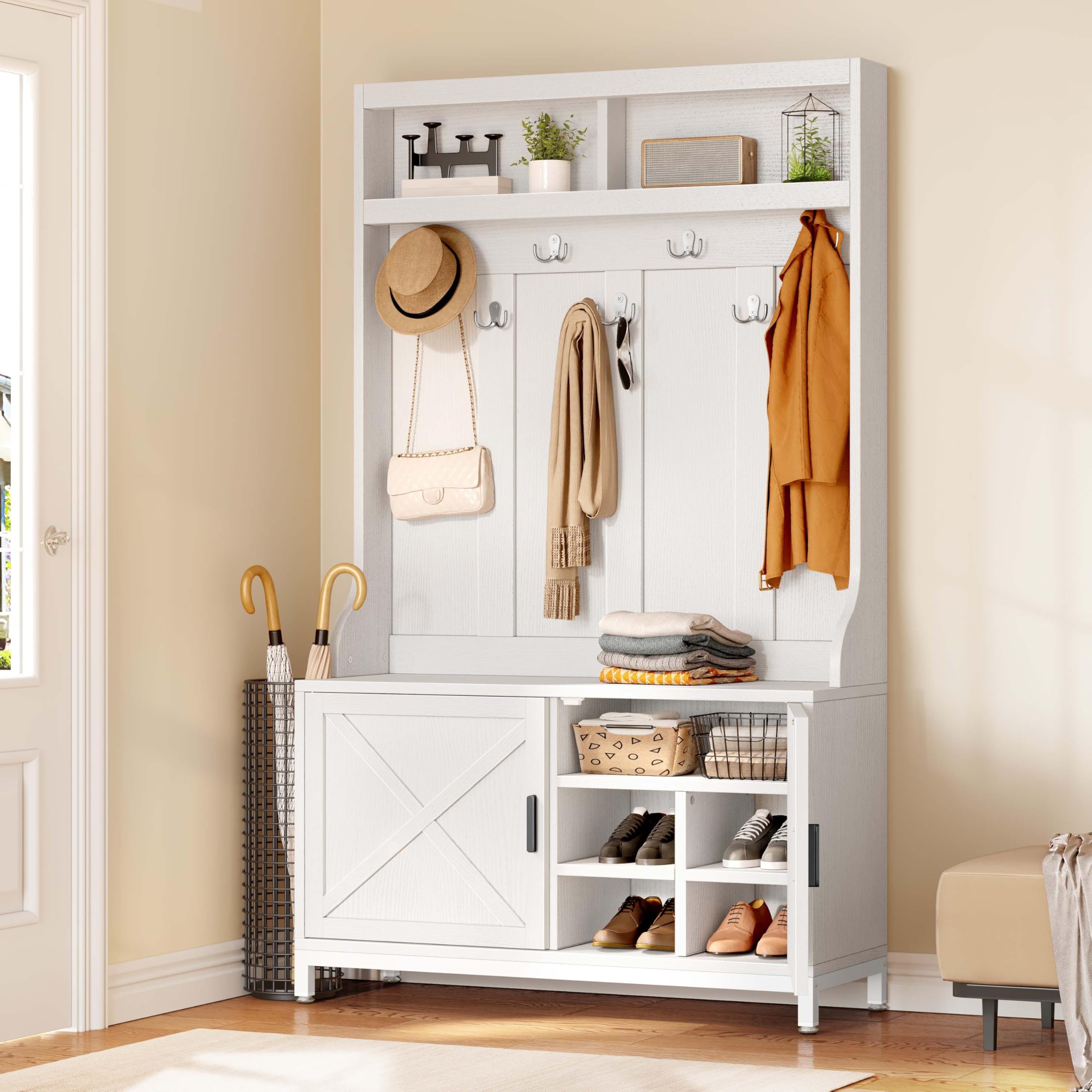 YITAHOME Hall Tree with Shoe Storage Bench for Entryway, 4-in-1