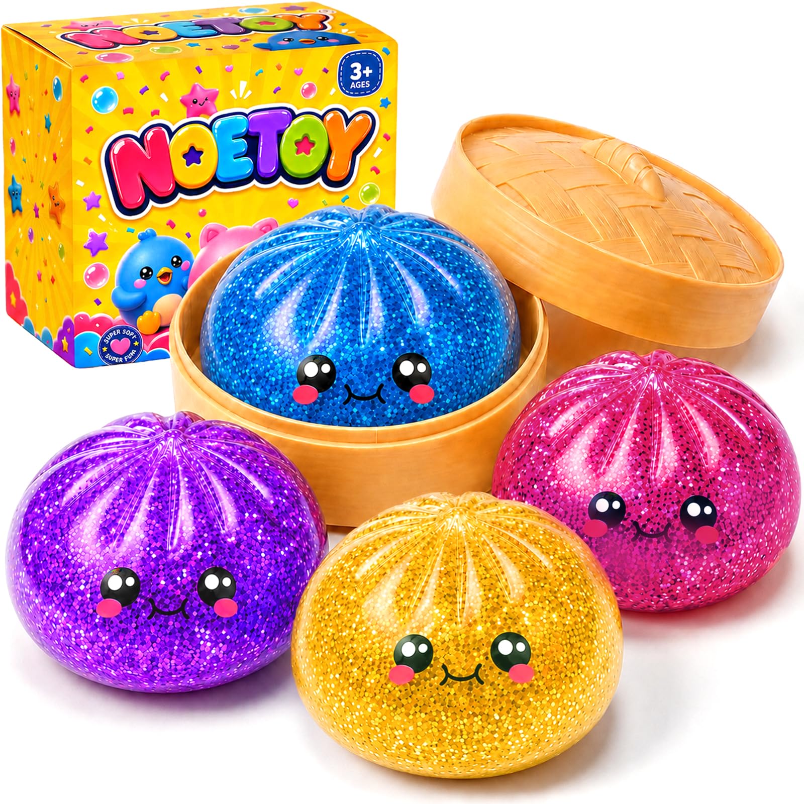 LAIBUY 4PCS Squishy Toy for Teens and Adults,Sensory for Stress Relief,Desktop Office Decoration,Birthday Christmas Party Favors