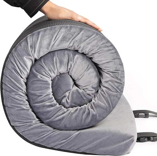 Elevens Colchón de espuma viscoelástica para campamento, colchón portátil enrollable para tienda de campaña, automóvil, almohadilla para dormir en