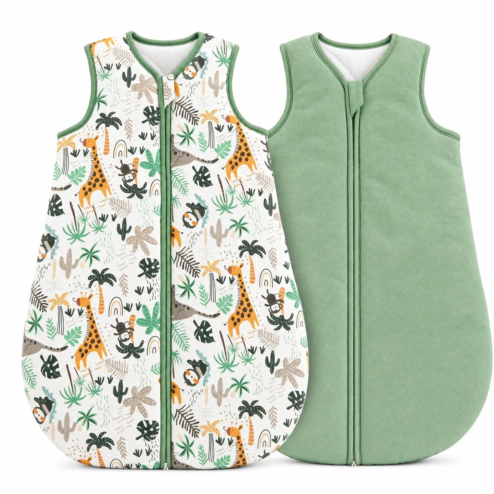 JiAmy 2 Pack 2.5 Tog Winter Baby Sleeping BagGreen Giraffe 0-6 Months