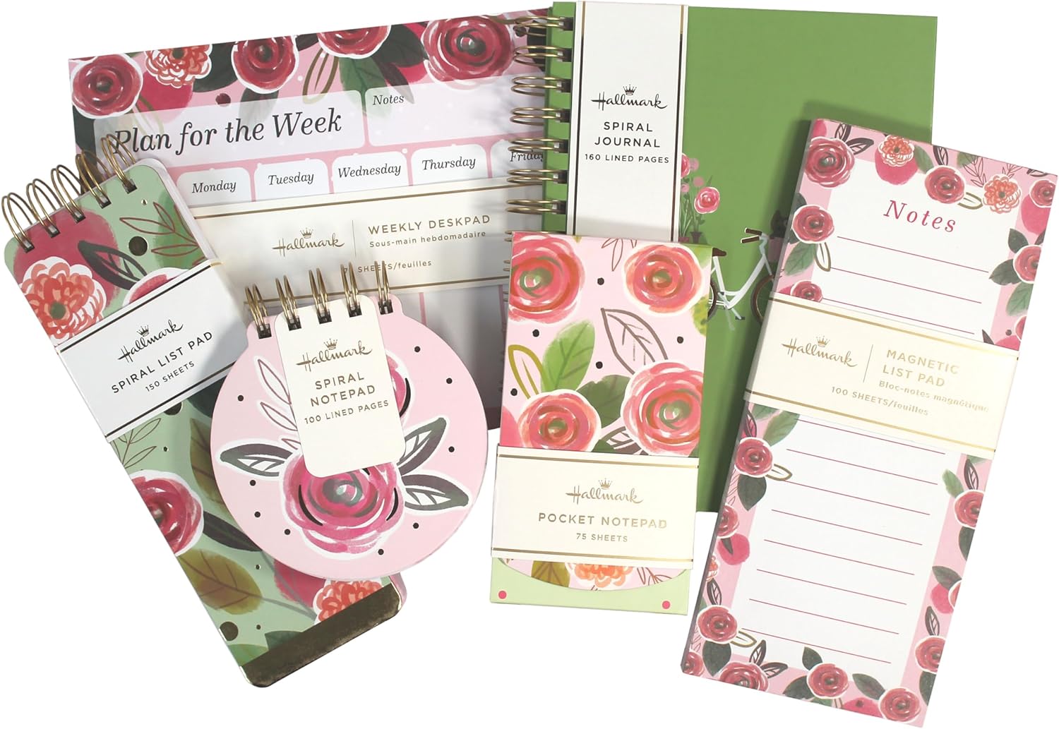 Hallmark Journal and Stationery Set (Journal, List Pads, Pocket Notepad and weekly desk planner) Floral Collection