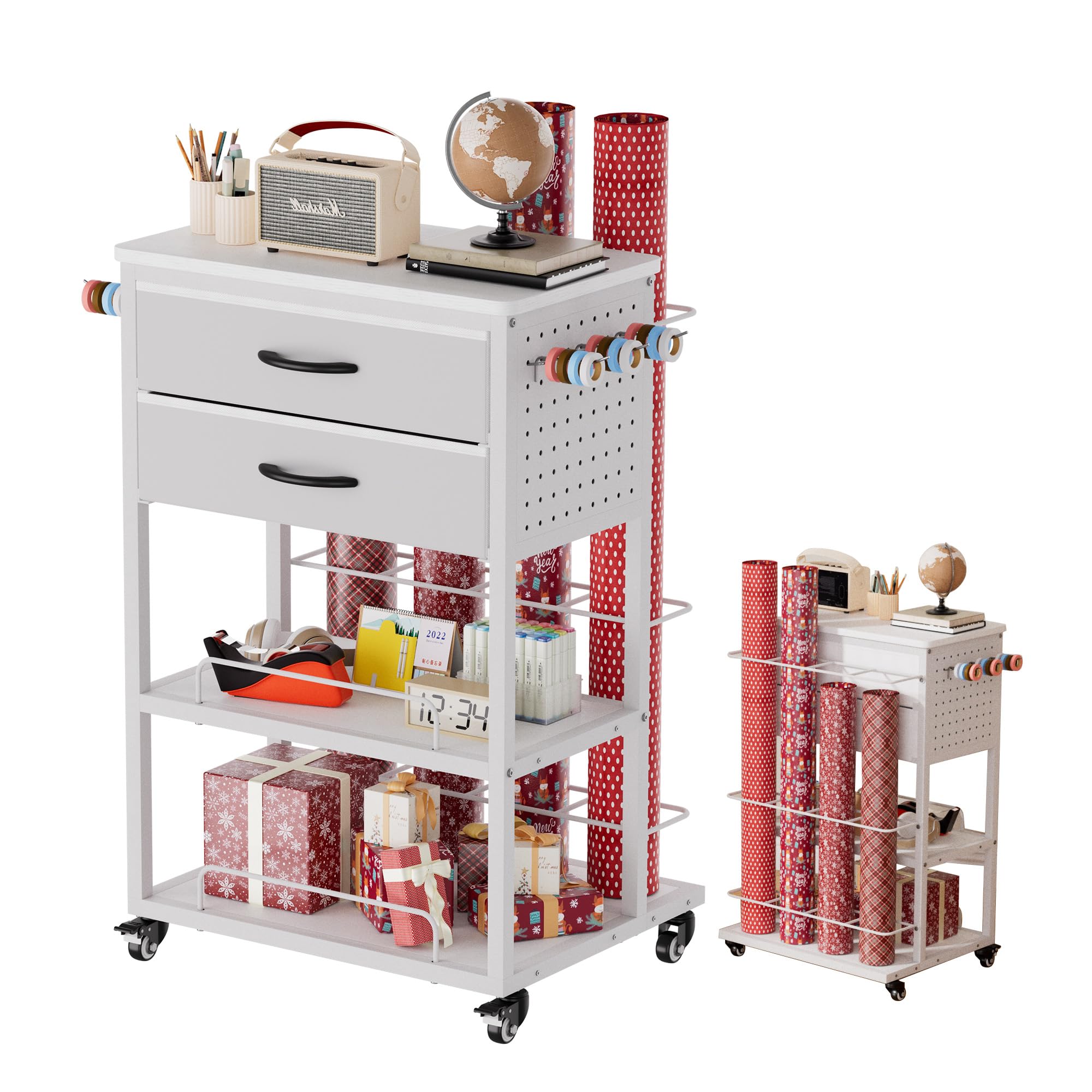 Wrapping Paper Storage Container Cart Snapklik.com : Nisorpa Wrapping Paper Storage Cart, Rolling Gift Wrap ...