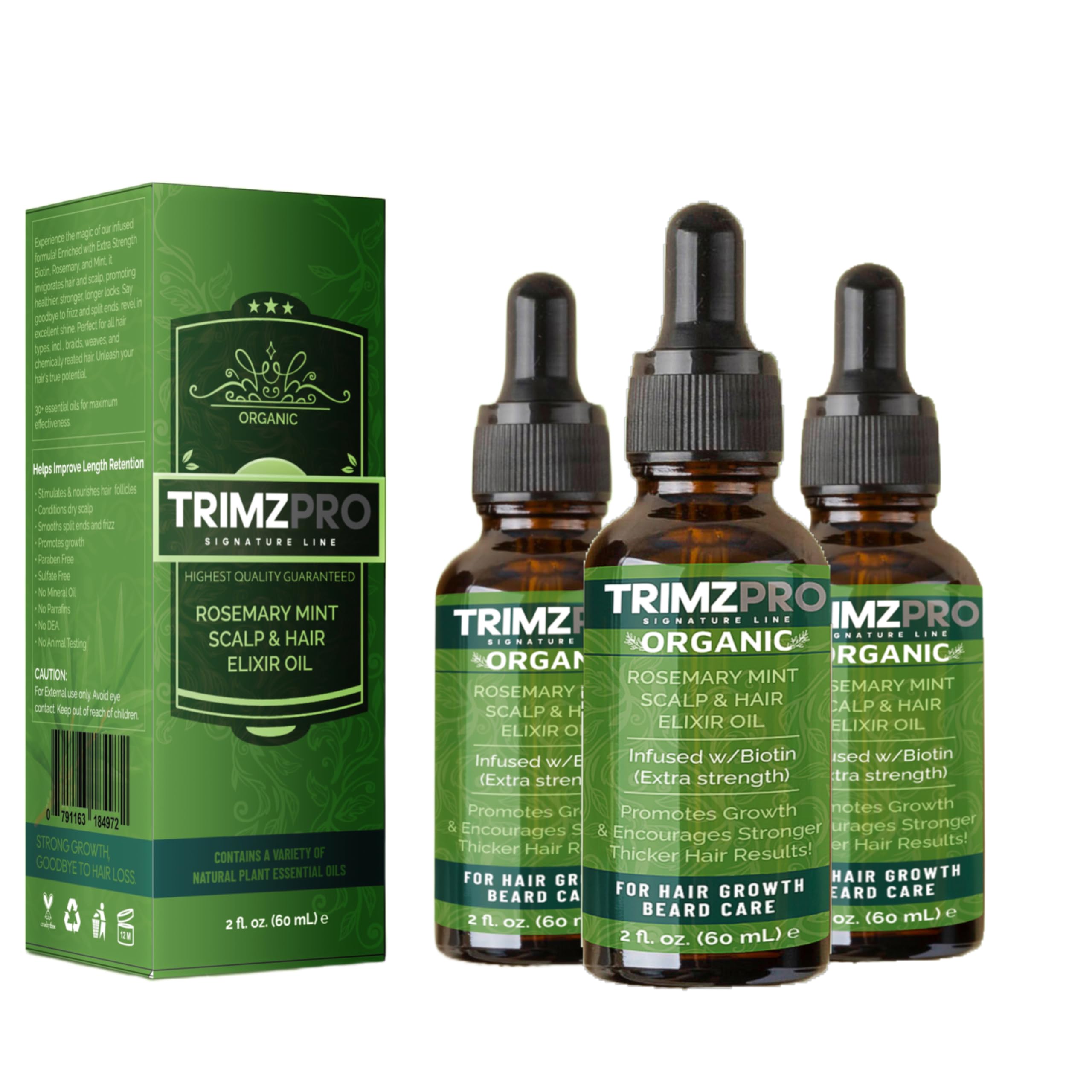 TrimzPro Rosemary Mint Hair Growth with Biotin & Castor