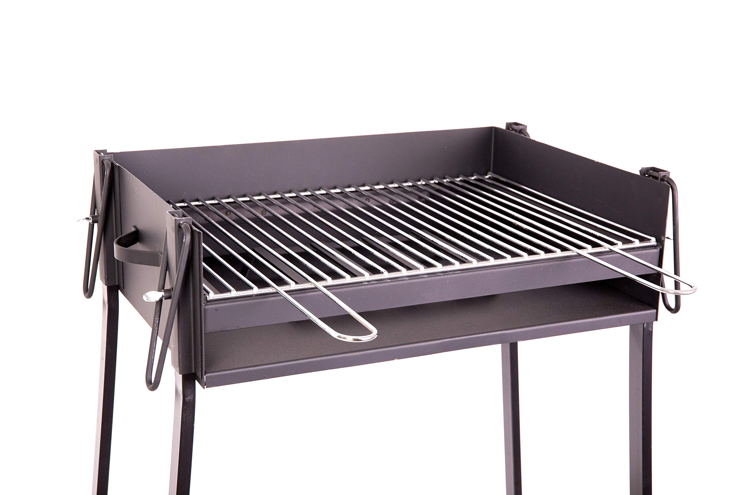 BRICOMIRAS Barbacoa CARBÓN Y LEÑA 60X40 CENTÍMETROS con Soporte para PAELLERA Ideal Camping Y Playa