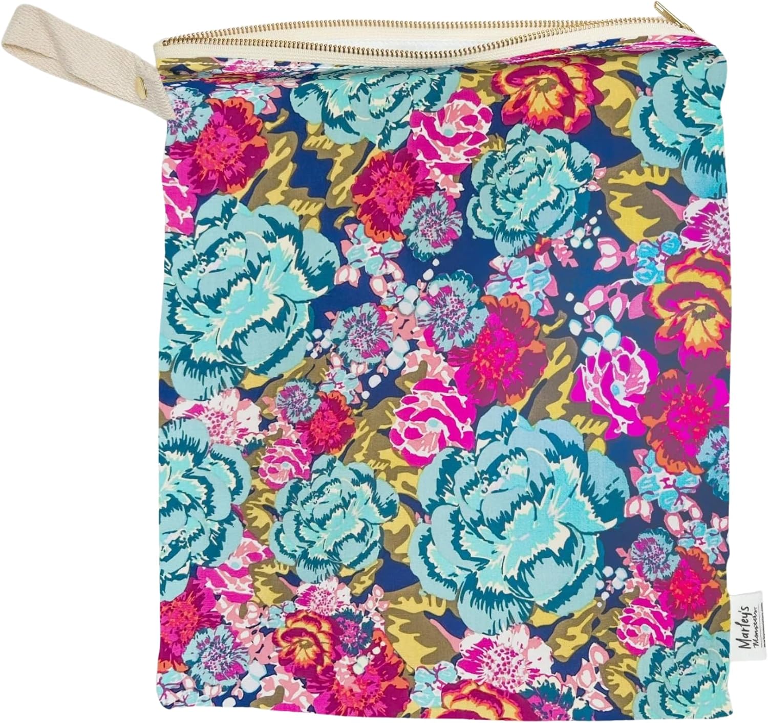 Large Wet Bag & Waterproof Laundry Pouch – Reusable Cloth Diaper Storage for Travel, Gym & Swim – Hanging Zipper Organizer Made in USA (Floral Punch)