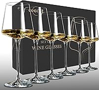 coccot Wine Glasses Set of 6 - 18.5oz Lead-Free Crystal Long Stem Clear Glasses for Red & White Wine